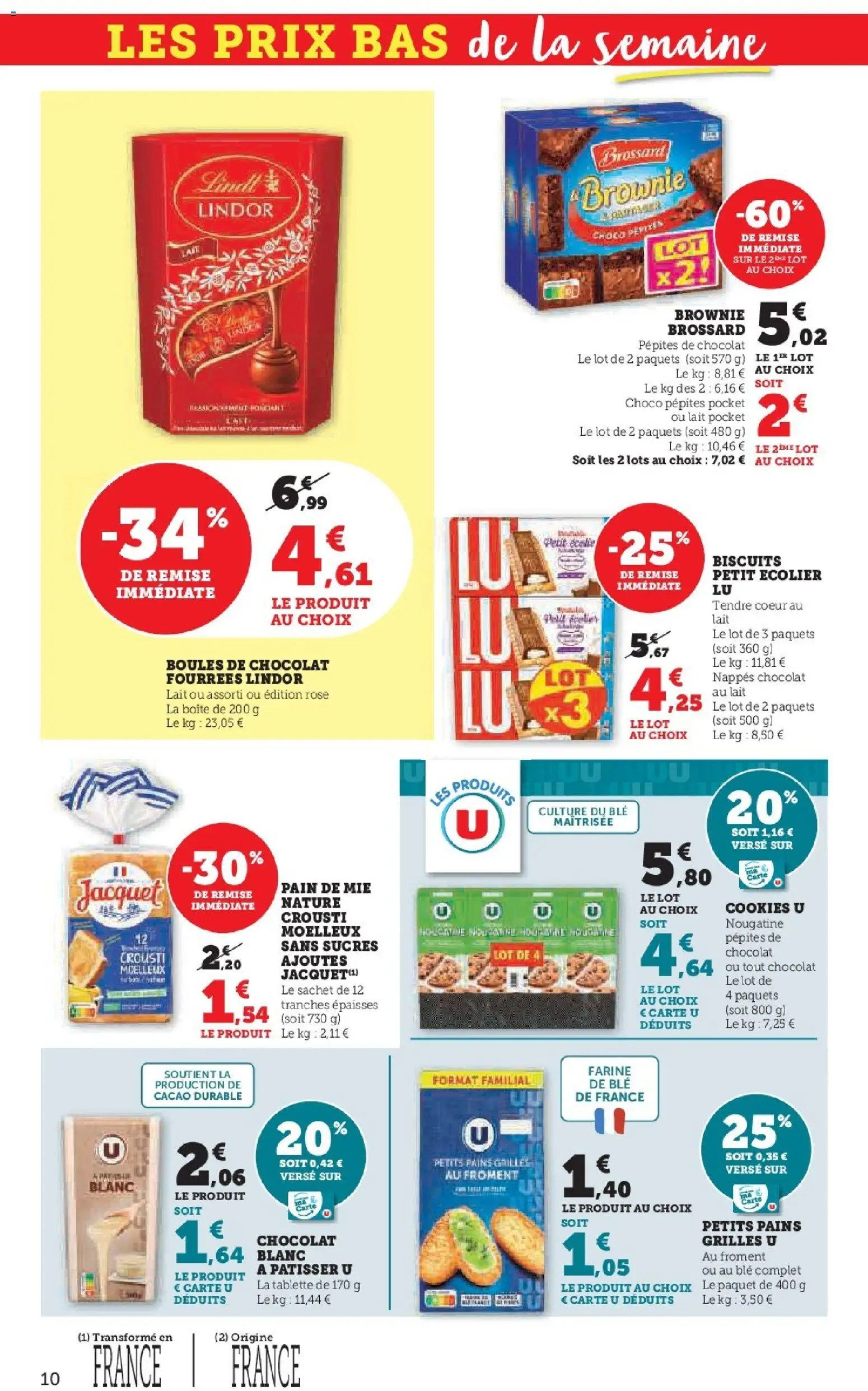 {H1} | Page: 10 | Produits: Tablette, Pépites de chocolat, Farine, Lait