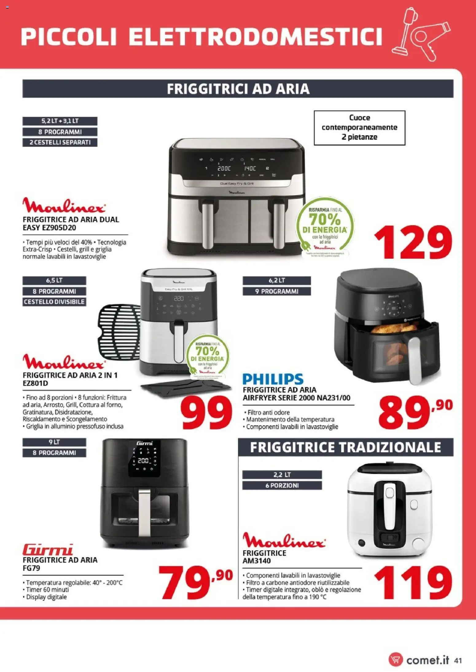 Volantino Comet del 09.01.2026 | Pagina: 41 | Prodotti: Friggitrice ad aria, Lavastoviglie, Alluminio, Griglia