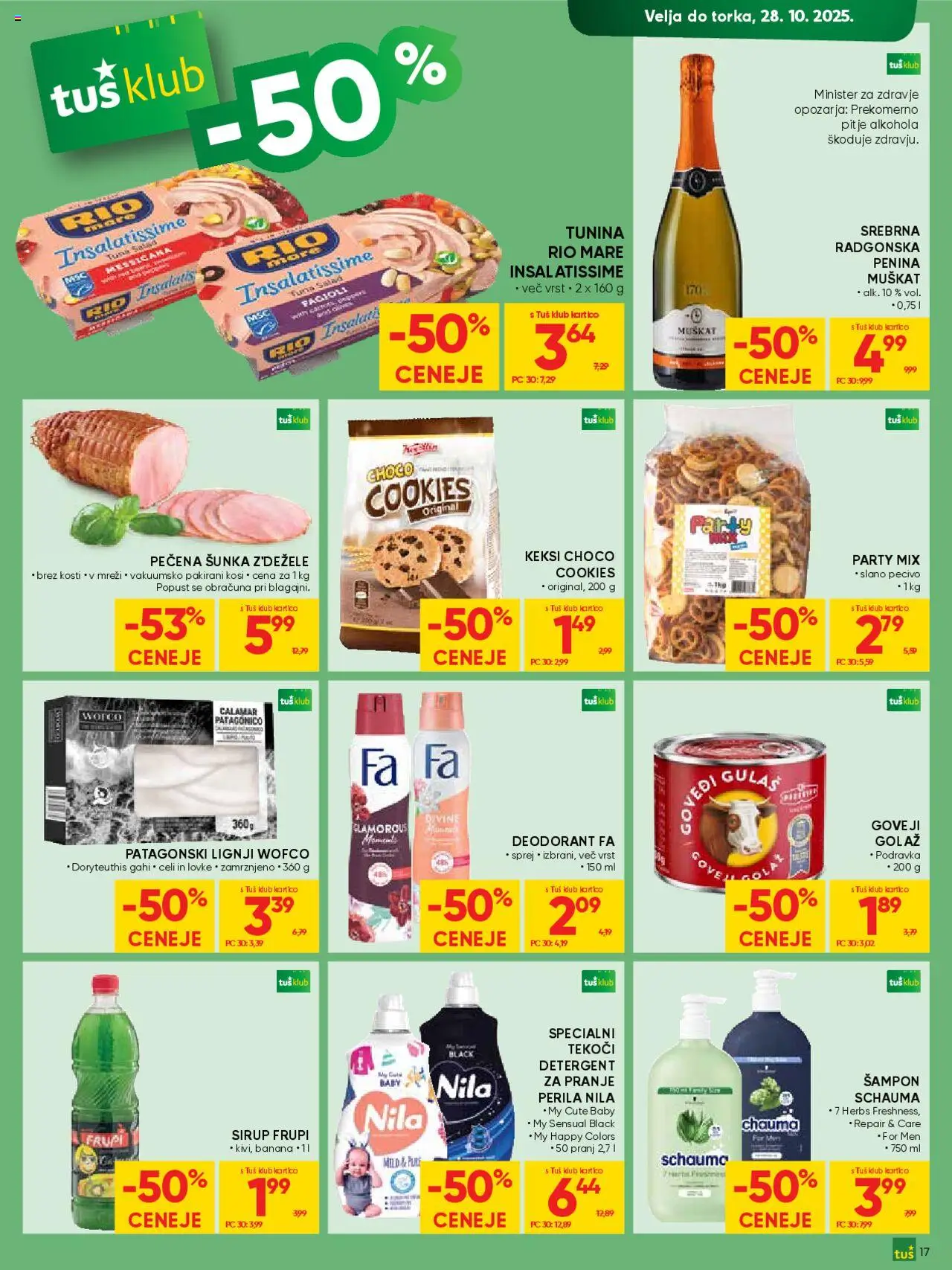 Novi Tuš katalog ponudbe – veljaven od 15.10.2025 | Stran: 17 | Izdelki: Keksi, Tuna, Sunka, Detergent