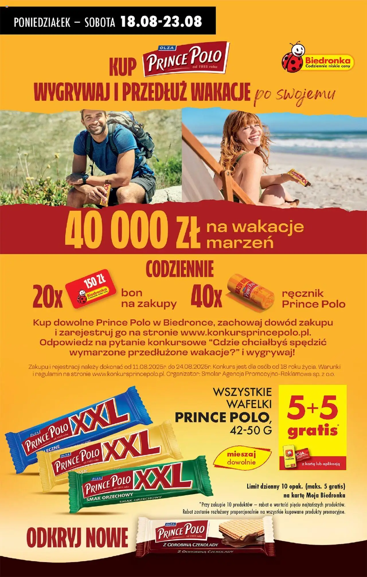 Biedronka gazetka od 18.08.2025 | Strona: 46 | Produkty: Karta, Czekolady, Prince polo xxl, Wafelki