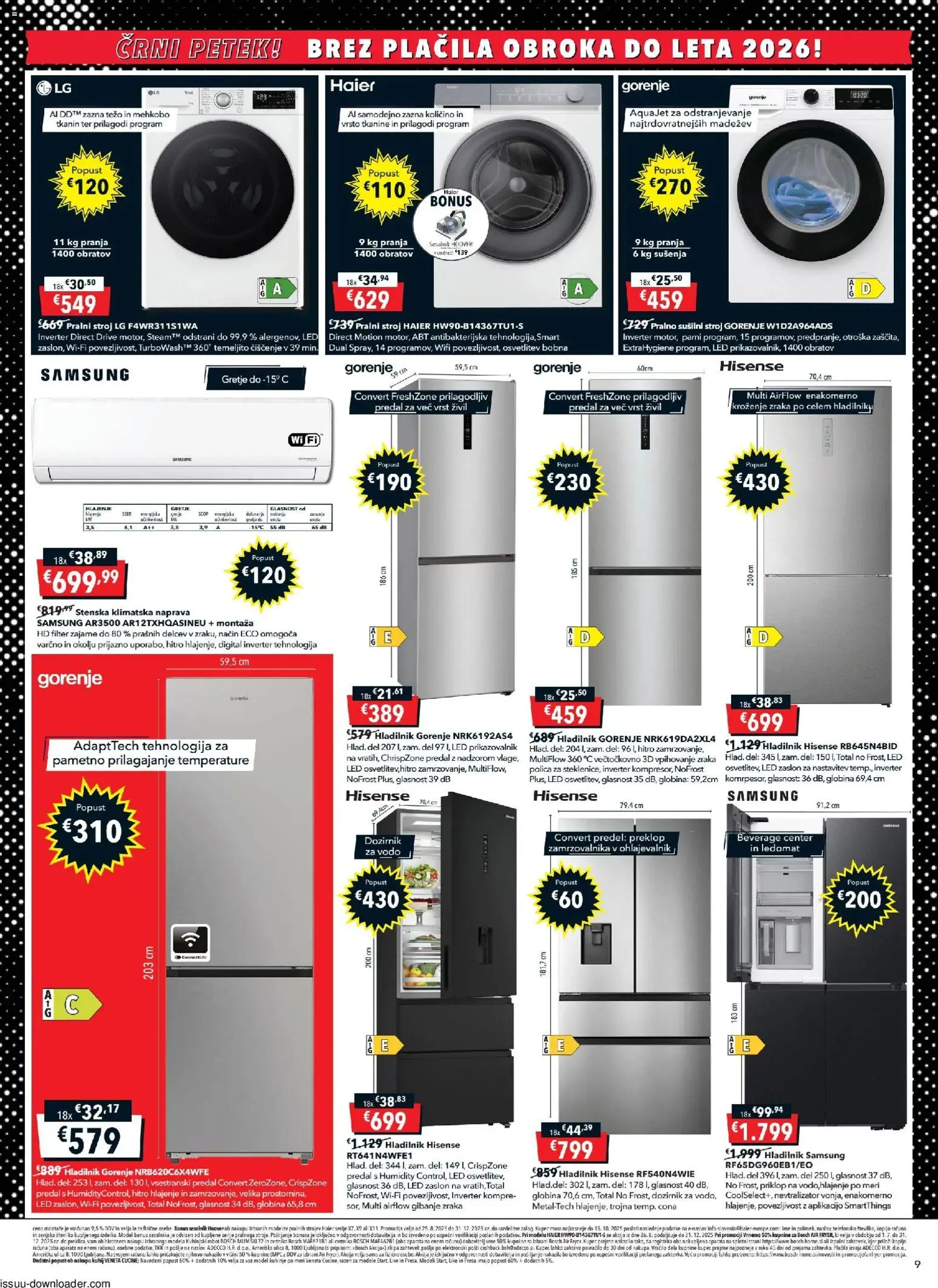 Novi Harvey Norman katalog ponudbe – veljaven od 03.11.2025 | Stran: 9 | Izdelki: Klimatska naprava, Hladilnik, Robot, Sesalnik
