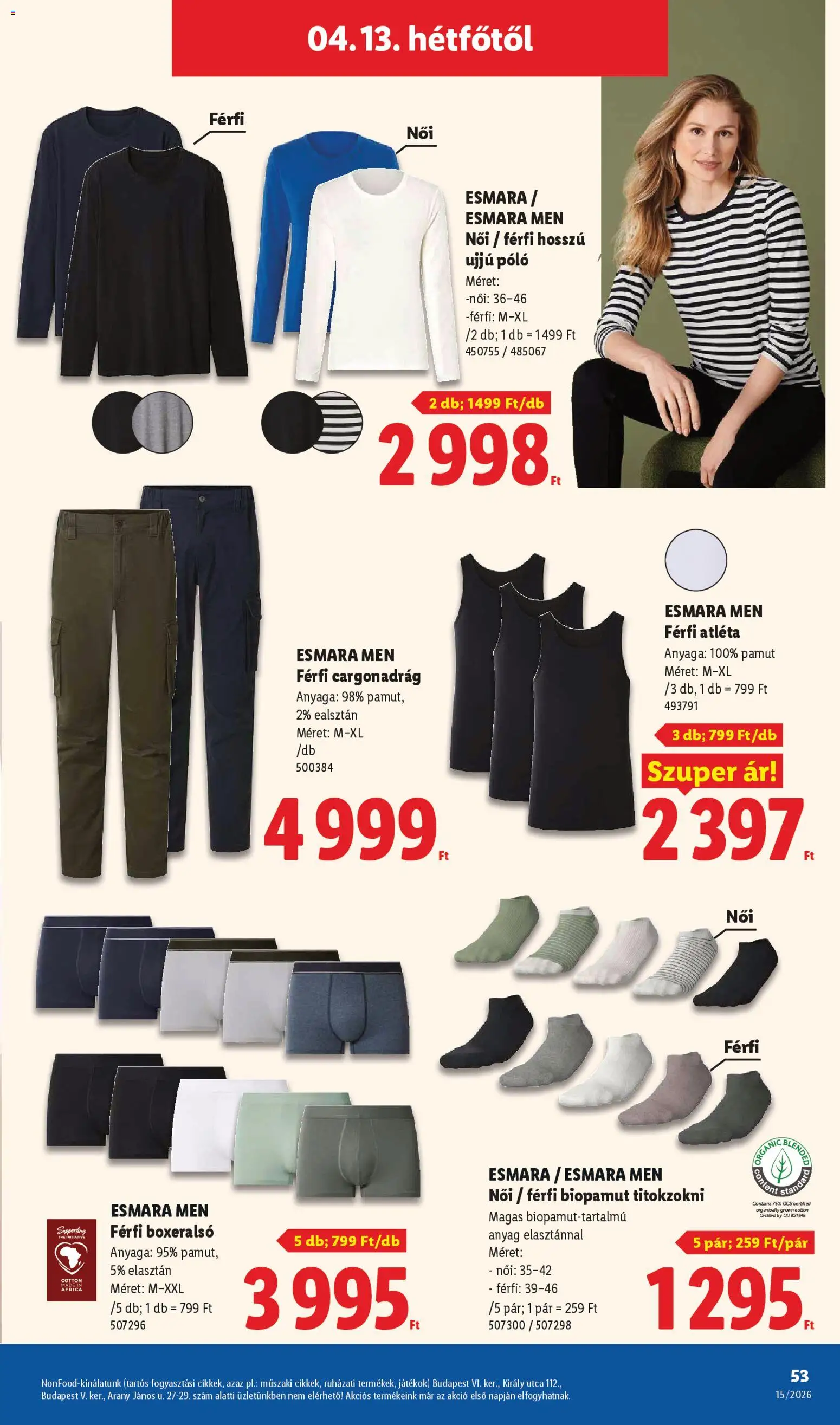 Lidl akciós ujság - amely érvényes a következő dátumtól: 09.04.2026 | Oldal: 53 | Termékek: Atléta, Boxeralsó, Titokzokni, Játékok