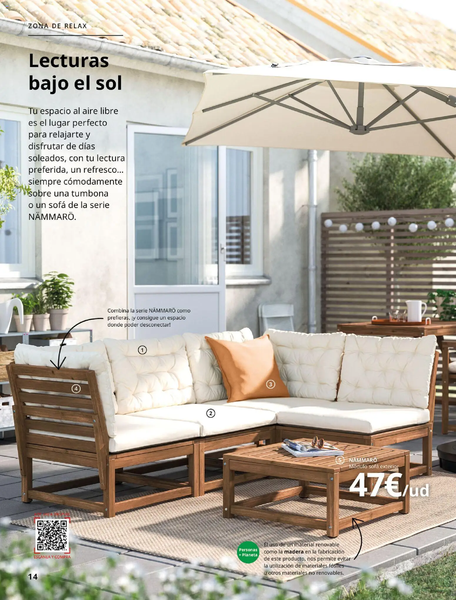 Catálogo IKEA Muebles de exterior │ válido desde el 10.12.2025 | Página: 14 | Productos: Tumbona, Sofá