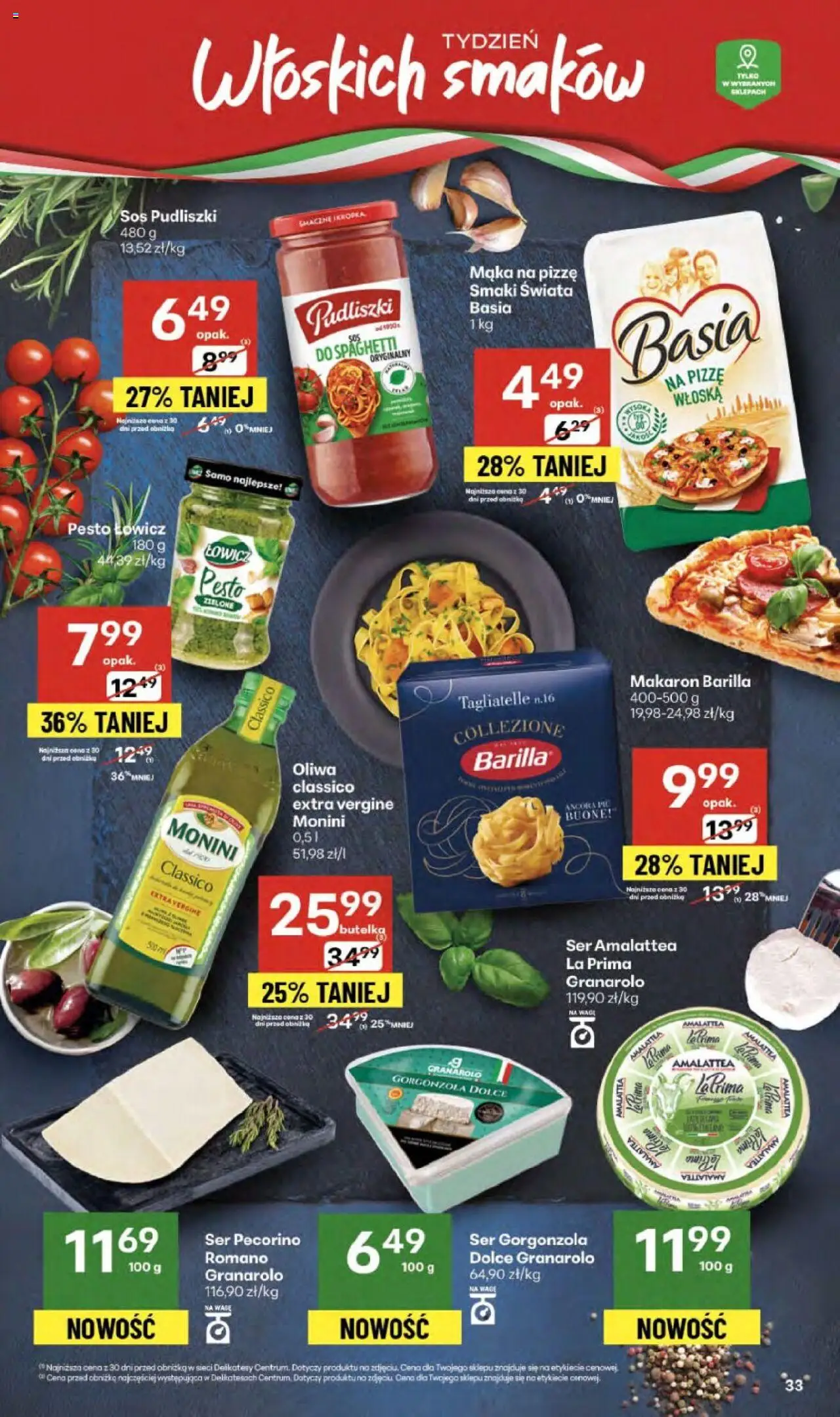 Delikatesy Centrum Gazetka - Sklepy Własne od 18.09.2025 | Strona: 33 | Produkty: Pesto, Ser, Ser gorgonzola, Gorgonzola