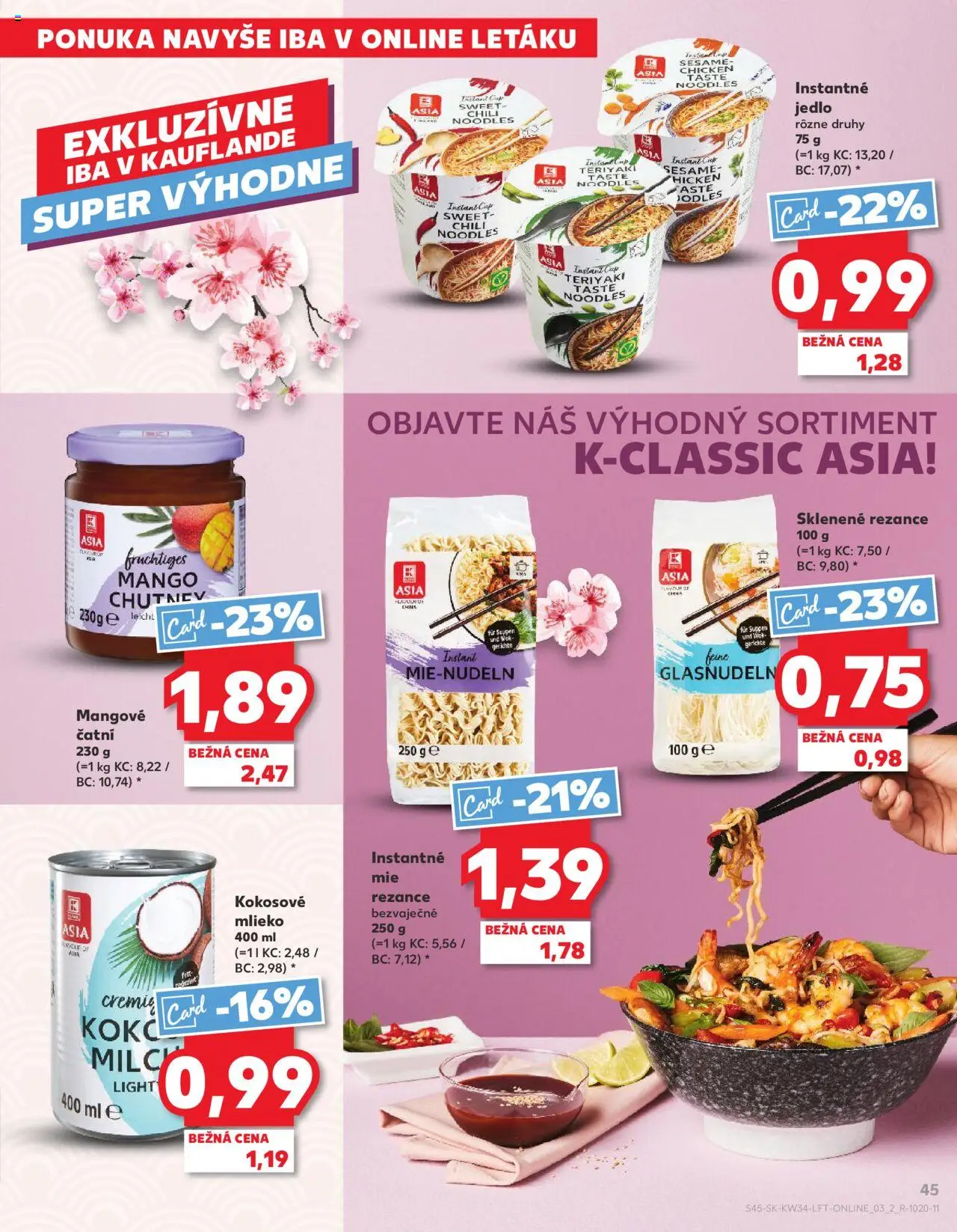 Kaufland Košice-OC Galéria │ platný od 21.08.2025 | Strana: 45 | Produkty: Mlieko, Kokosové mlieko, Rezance, Mango