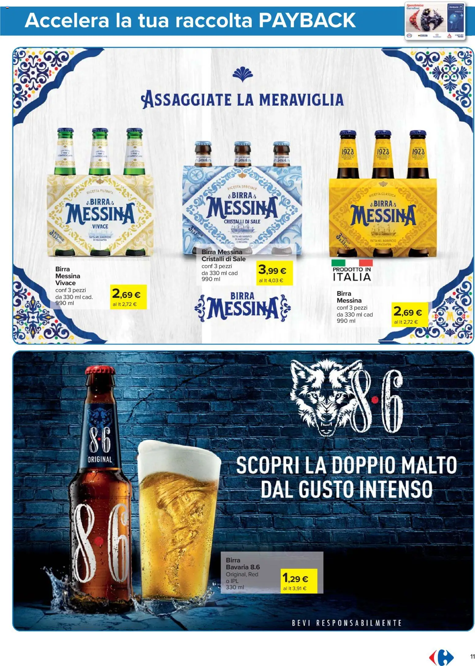 Volantino Carrefour del 02.01.2026 | Pagina: 11 | Prodotti: Birra, Sale, Birra messina