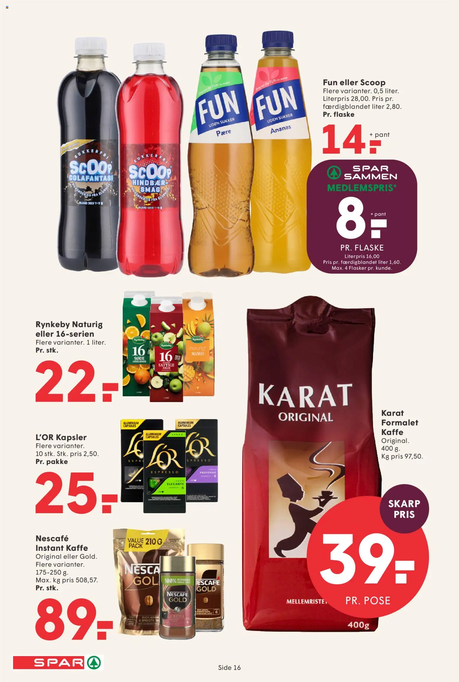 Spar tilbudsavis – gyldig fra 13.02.2026 | Side: 16 | Produkter: Kaffe, Appelsiner, Ananas, Sukker