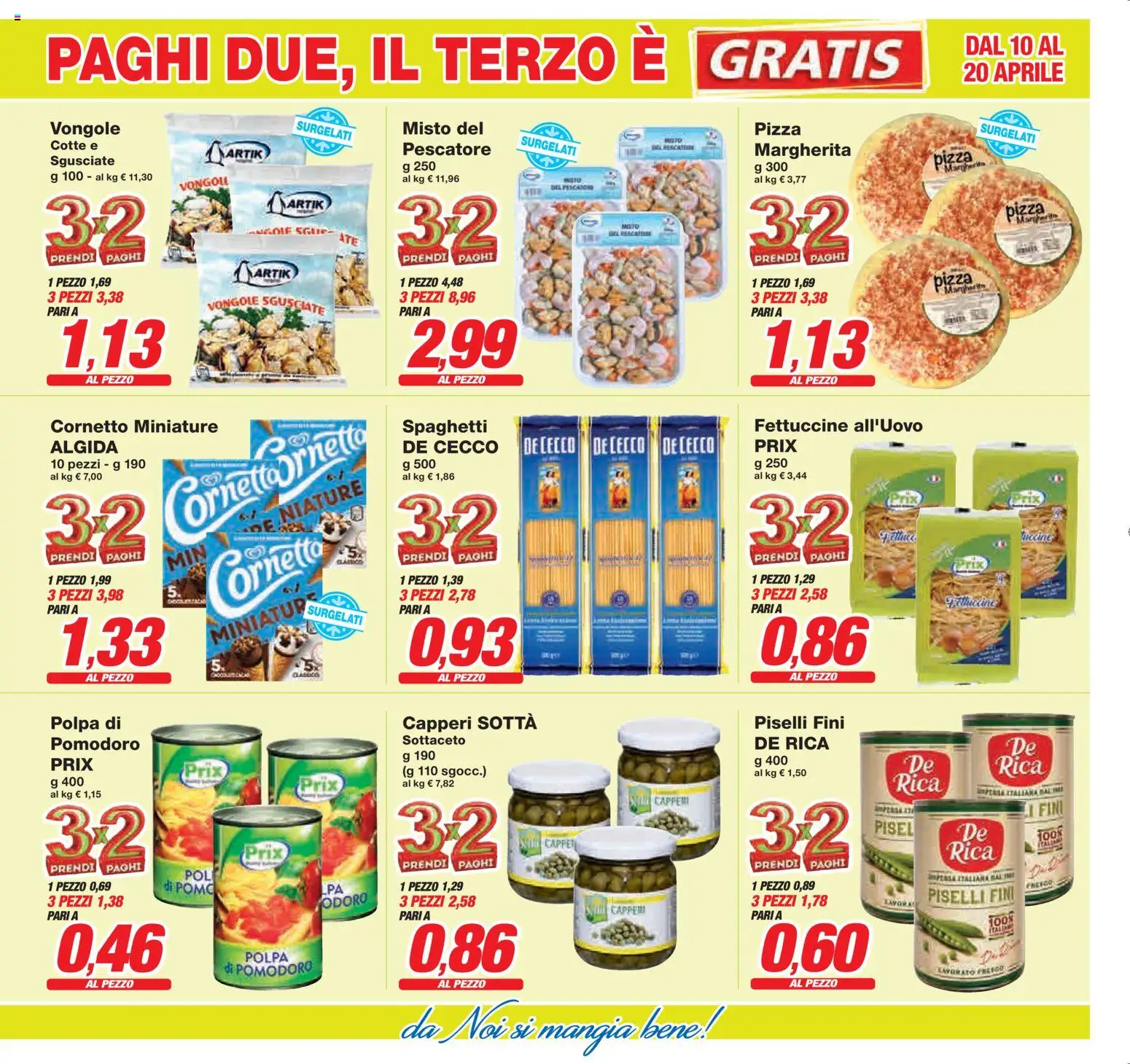 Volantino Prix del 10.04.2026 | Pagina: 6 | Prodotti: Pizza, Cornetto, Vongole, Fettuccine