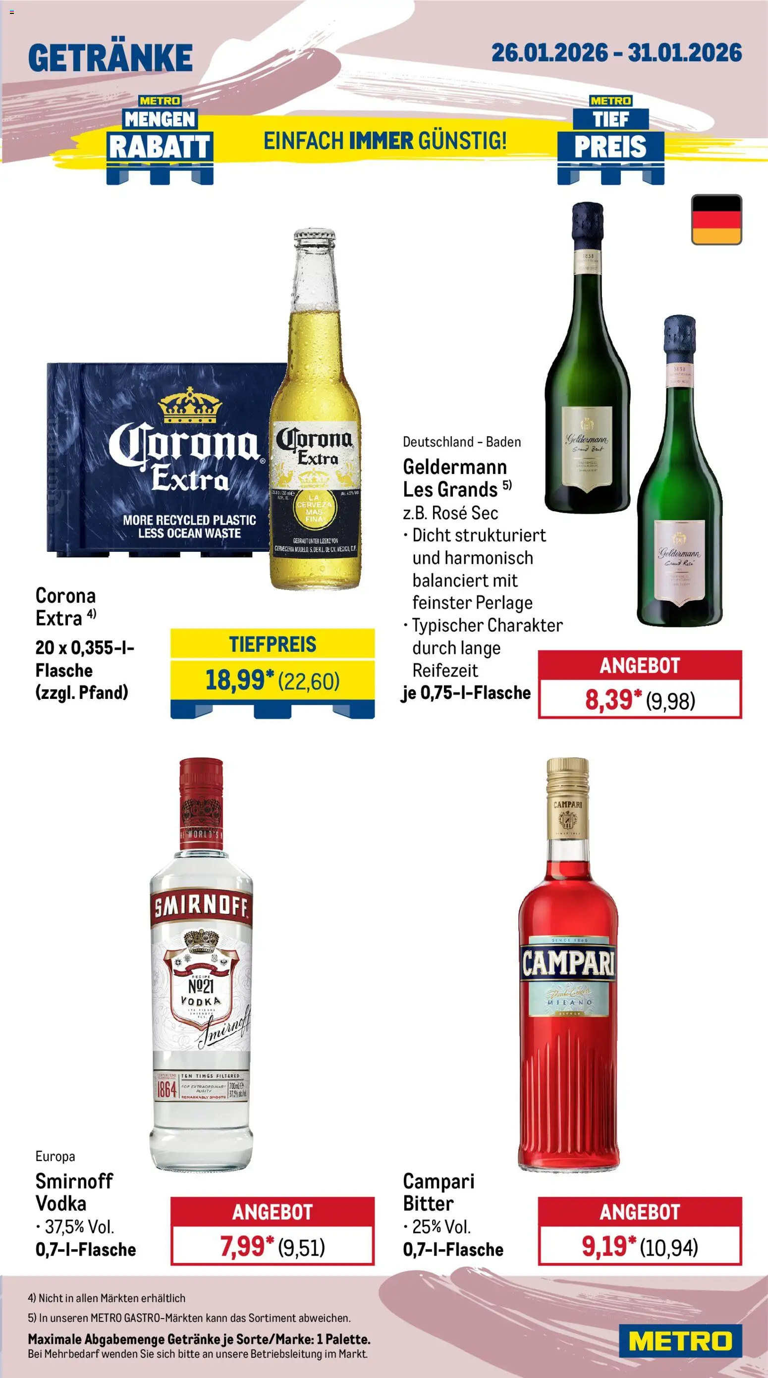 Metro Wochen-Angebote Gastro – gültig ab 26.01.2026 | Seite: 17 | Produkte: Campari, Smirnoff, Vodka