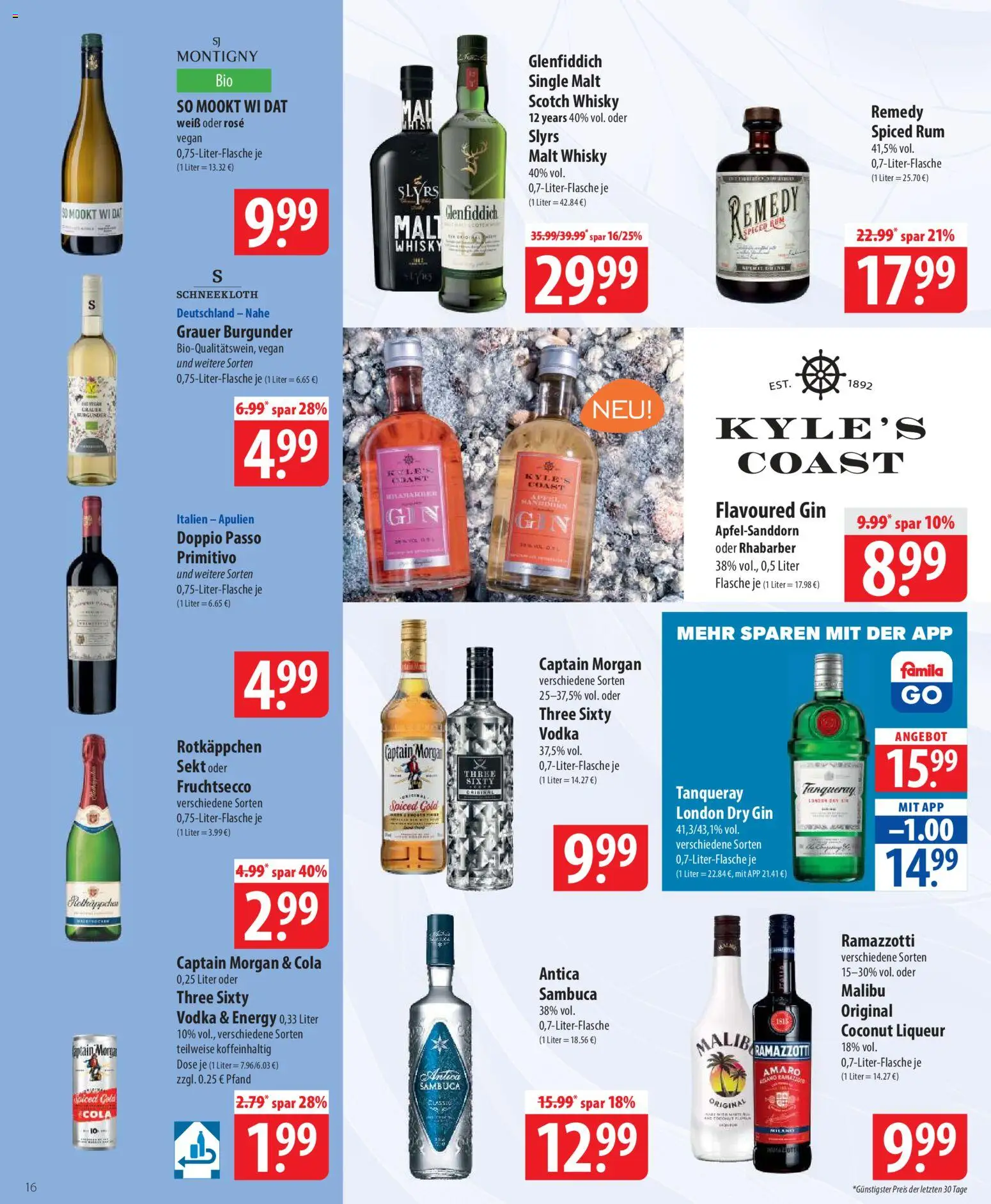 Famila Prospekt 	 – gültig ab 23.03.2026 | Seite: 16 | Produkte: Whisky, Cola, Captain morgan, Rotkäppchen