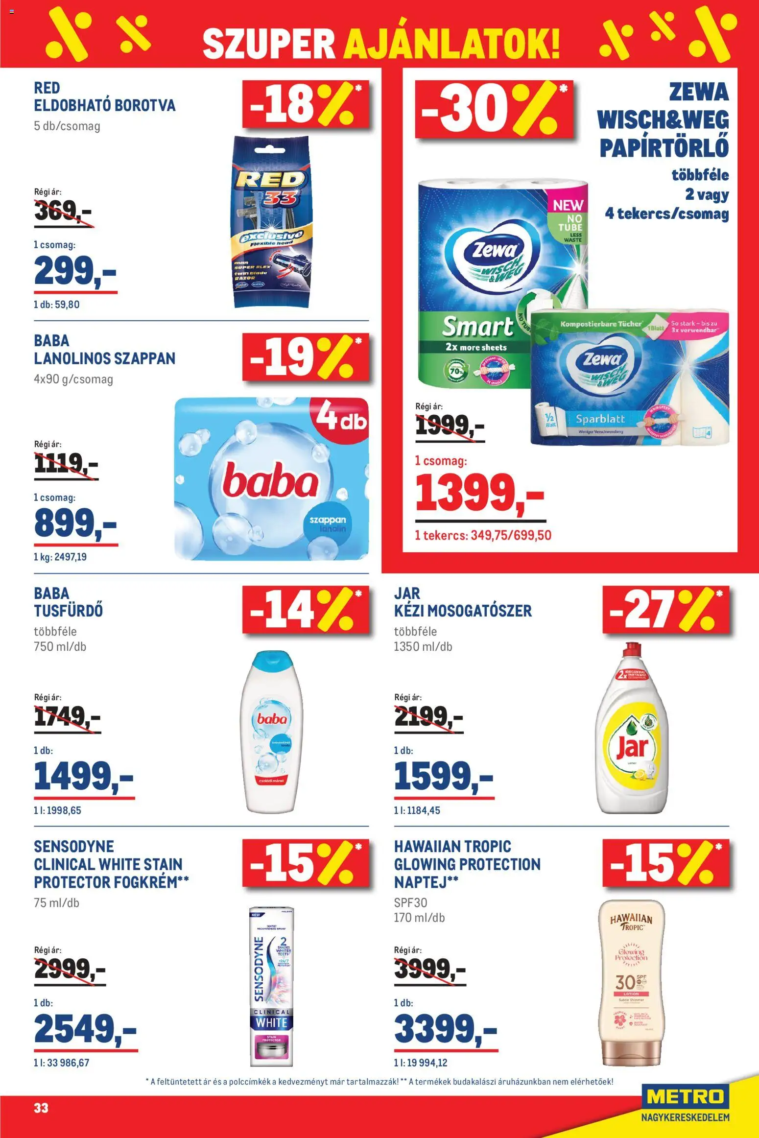 Metro akciós ujság - amely érvényes a következő dátumtól: 02.05.2026 | Oldal: 33 | Termékek: Szappan, Fogkrém, Mosogatószer, Só