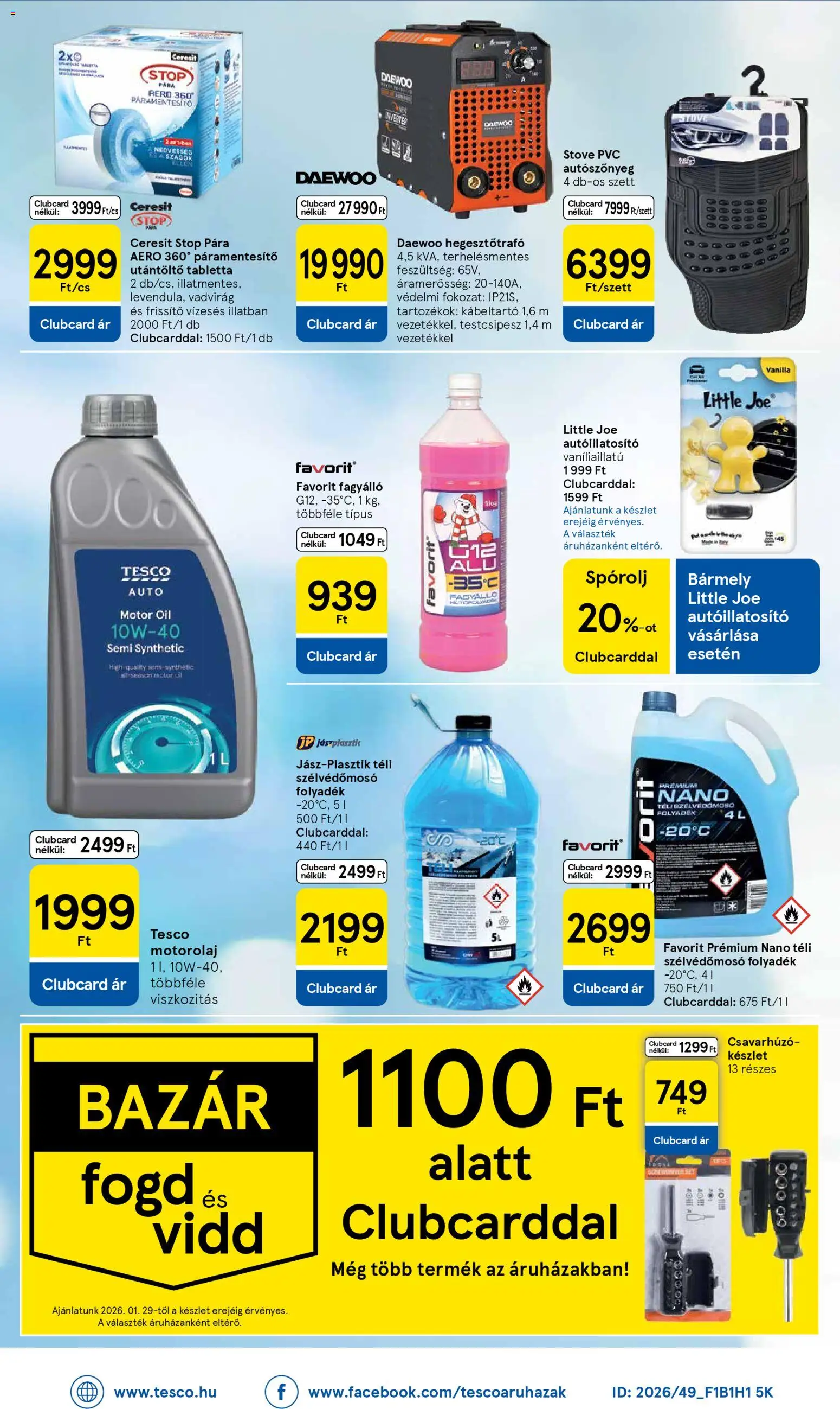 Tesco akciós ujság - amely érvényes a következő dátumtól: 29.01.2026 | Oldal: 30 | Termékek: Páramentesítő, Csavarhúzó, Motorolaj