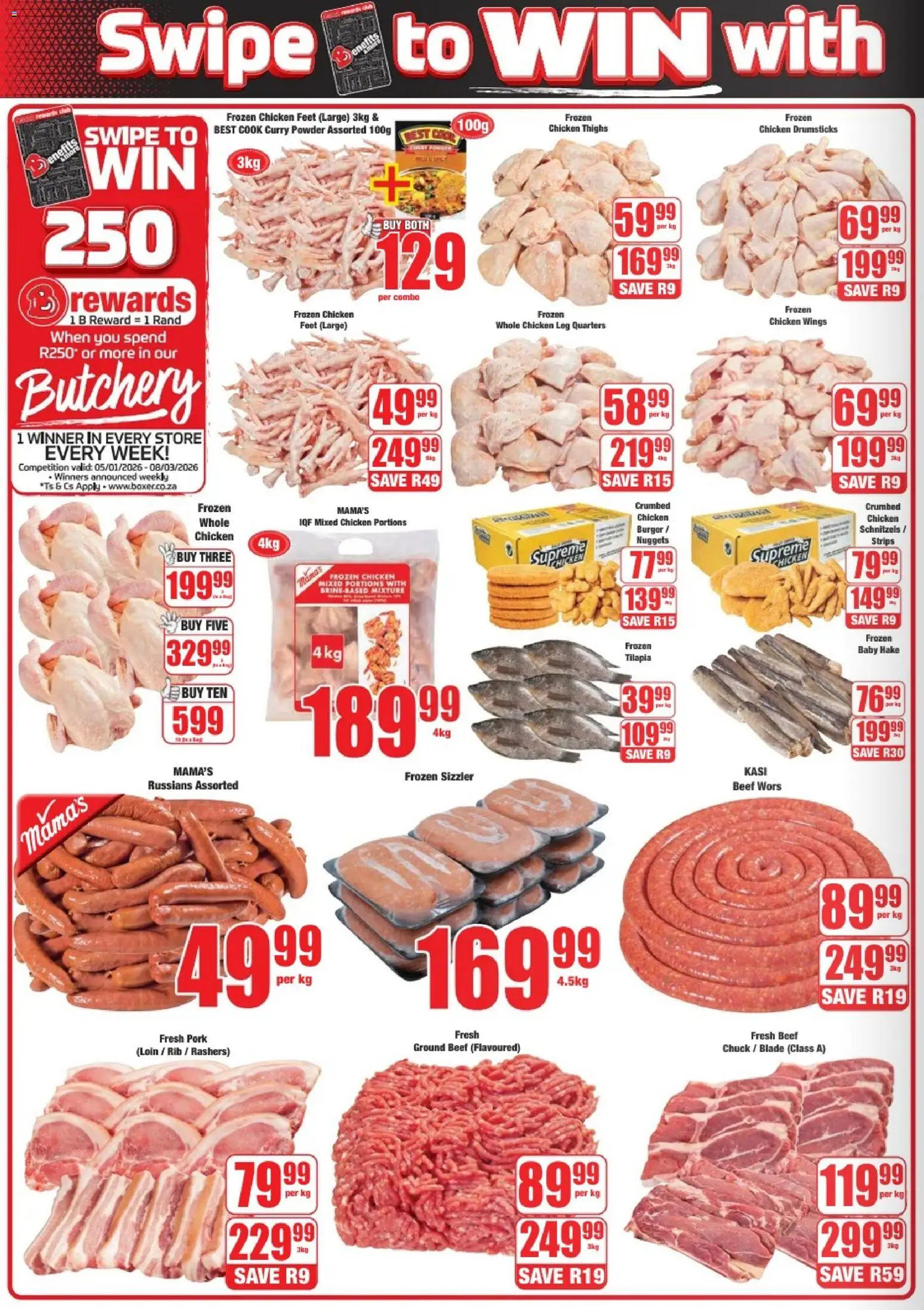 New Boxer catalogue – valid from 23.02.2026 | Page: 2 | Products: Magdalenas, Chicken, Pork, Beef