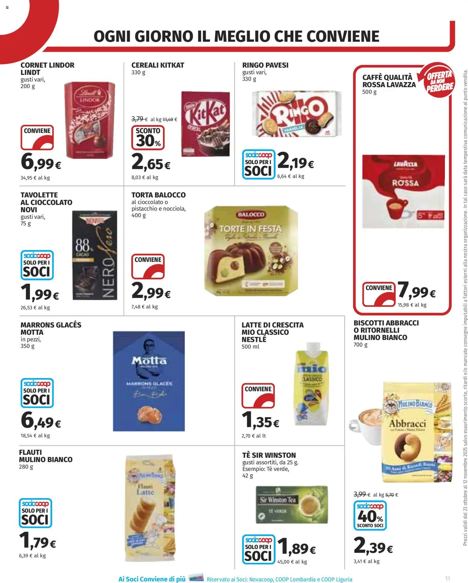Volantino COOP del 23.10.2025 | Pagina: 11 | Prodotti: Caffè, Cereali, Biscotti, Data