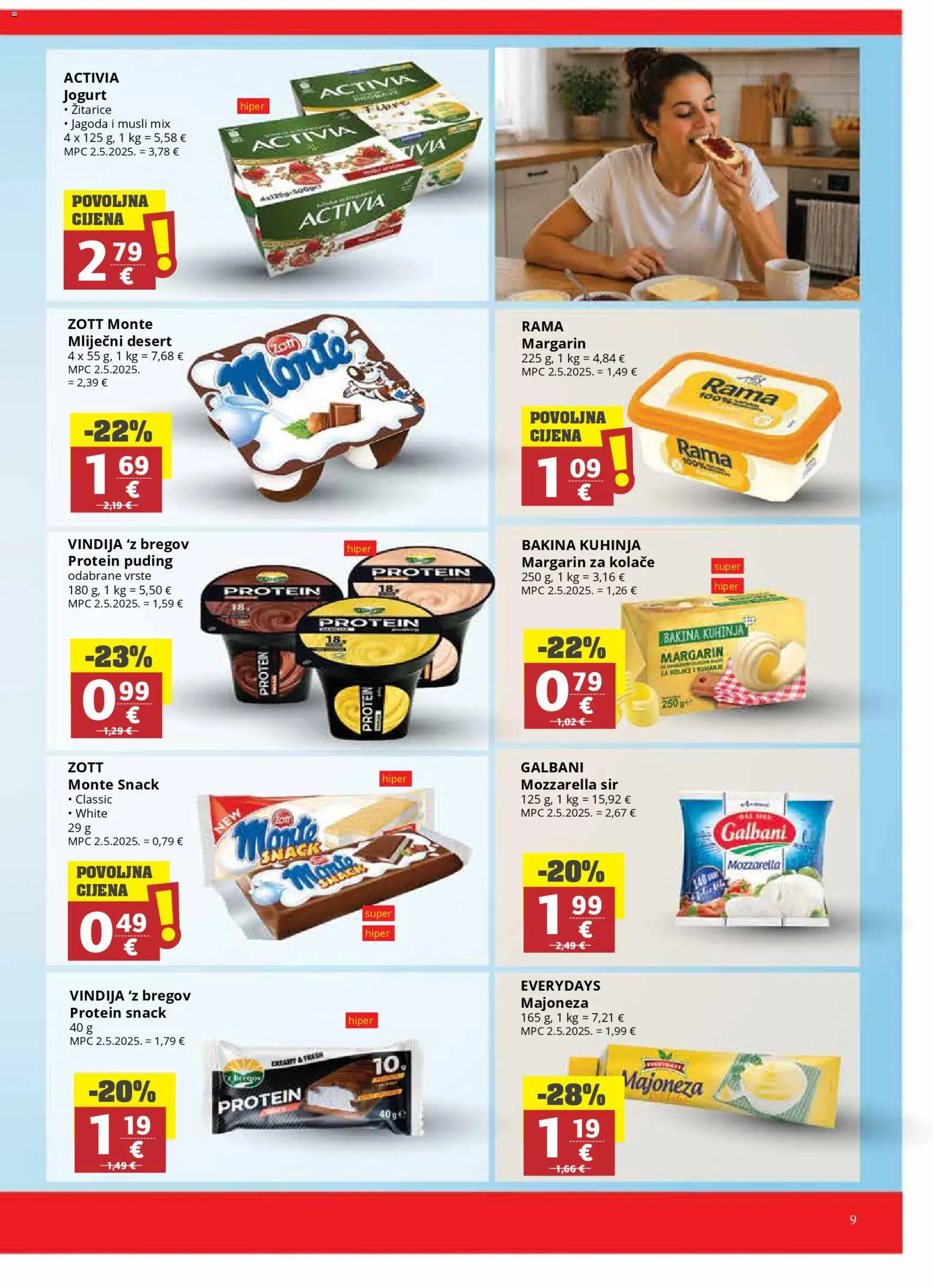 Ribola katalog | vrijedi od 29.04.2026 | Stranica: 9 | Proizvodi: Vindija, Jogurt, Puding, Margarin