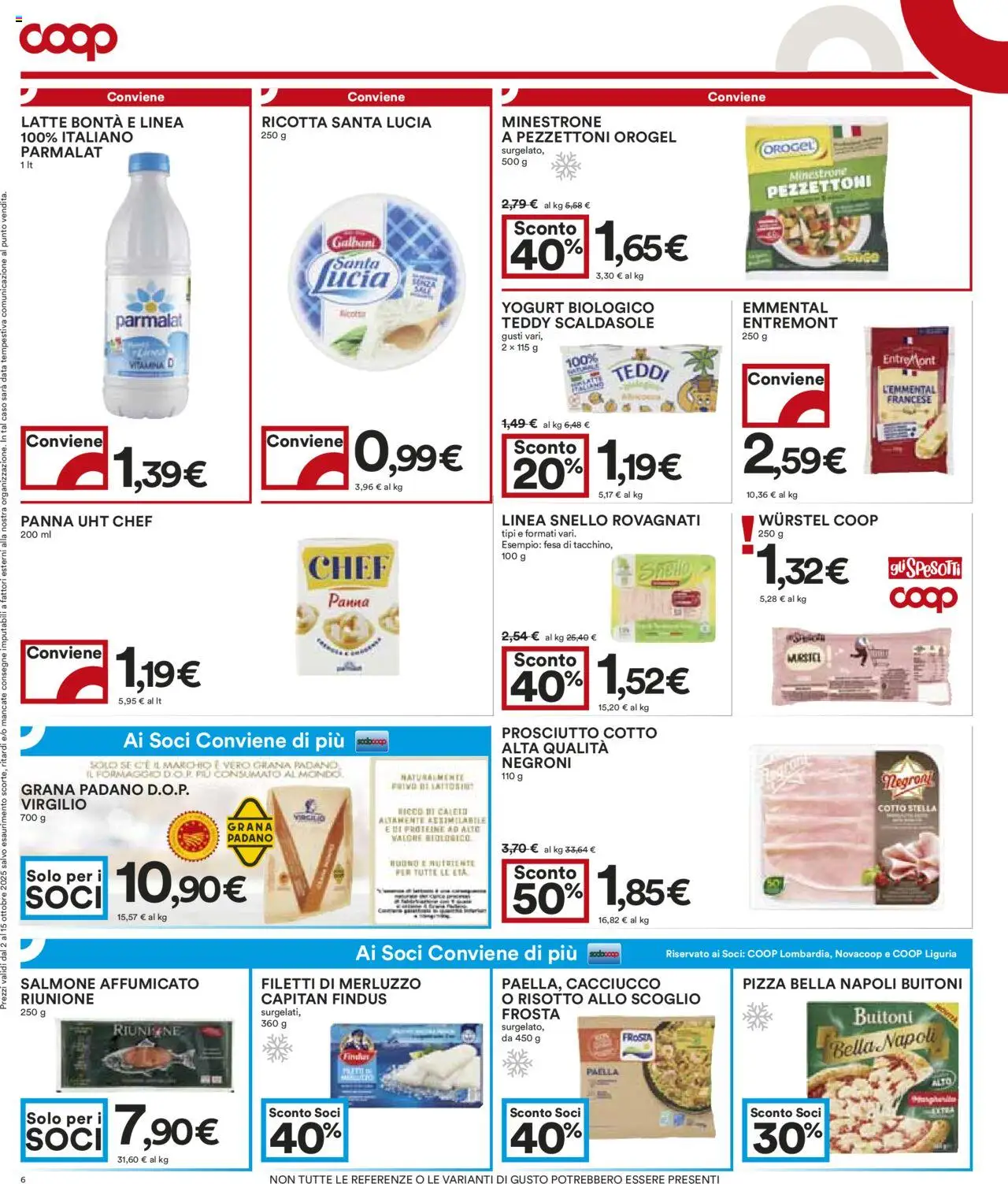 Volantino COOP del 02.10.2025 | Pagina: 6 | Prodotti: Salmone affumicato, Yogurt, Latte, Emmental