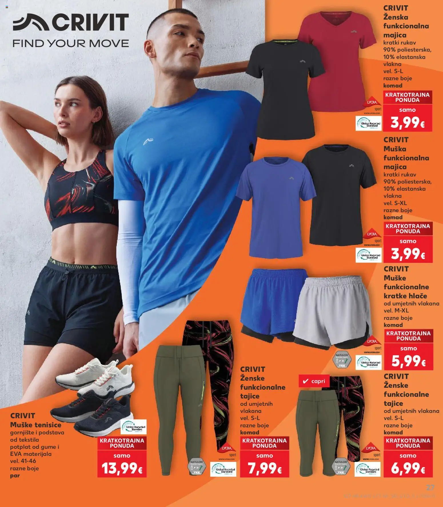 Kaufland katalog | vrijedi od 22.04.2026 | Stranica: 27 | Proizvodi: Majica, Kratke hlače, Tajice, Tenisice