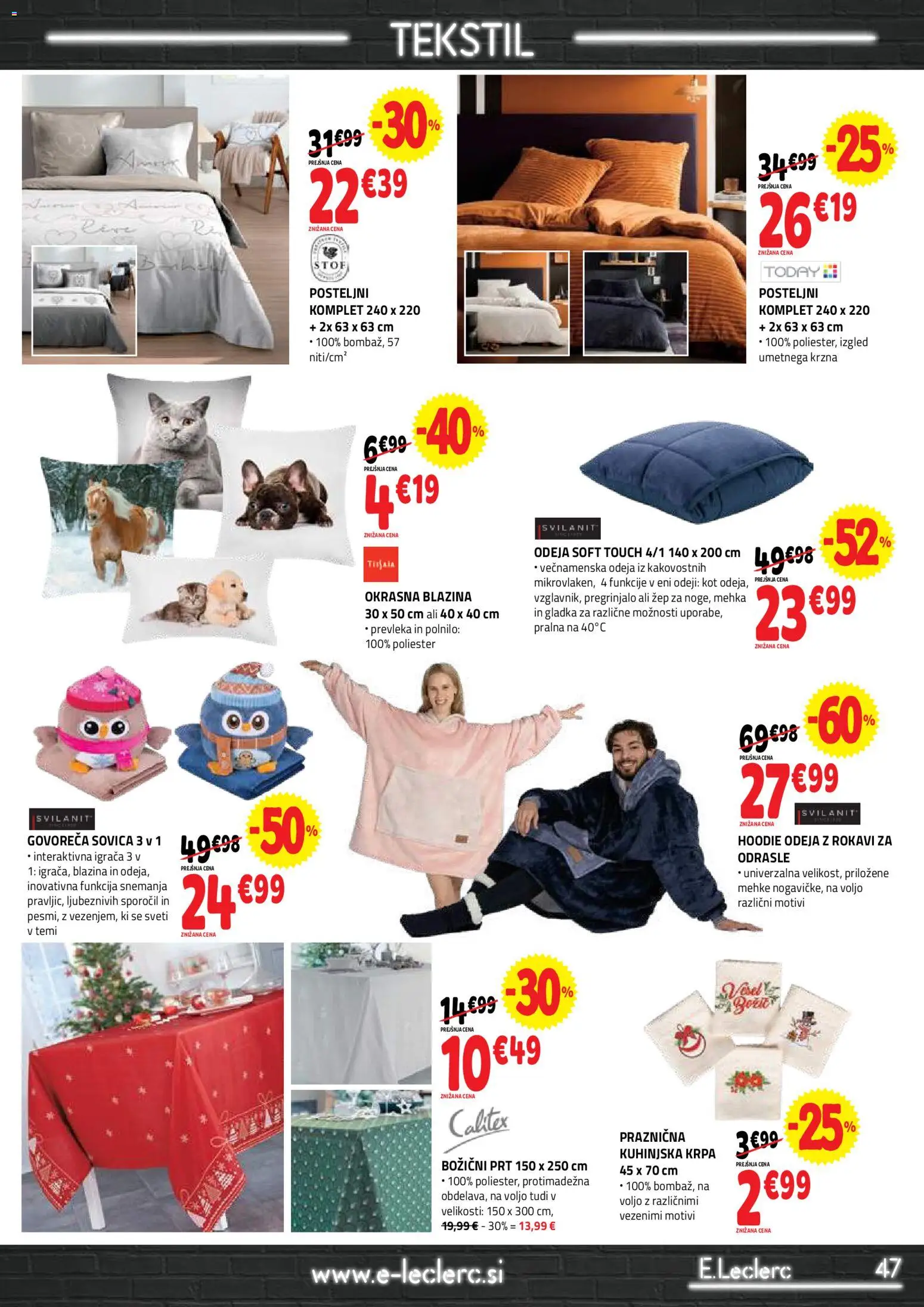Novi E.leclerc katalog ponudbe – veljaven od 26.11.2025 | Stran: 47 | Izdelki: Pregrinjalo, Prevleka, Blazina, Odeja