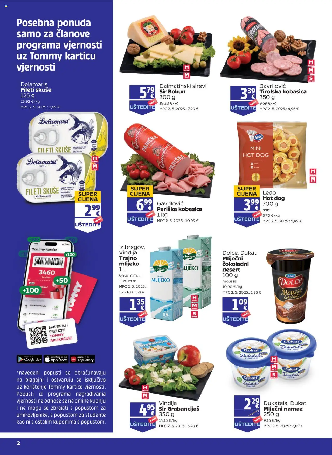 Tommy katalog | vrijedi od 02.10.2025 | Stranica: 1 | Proizvodi: Mlijeko, Sir, Ledo, Kobasica