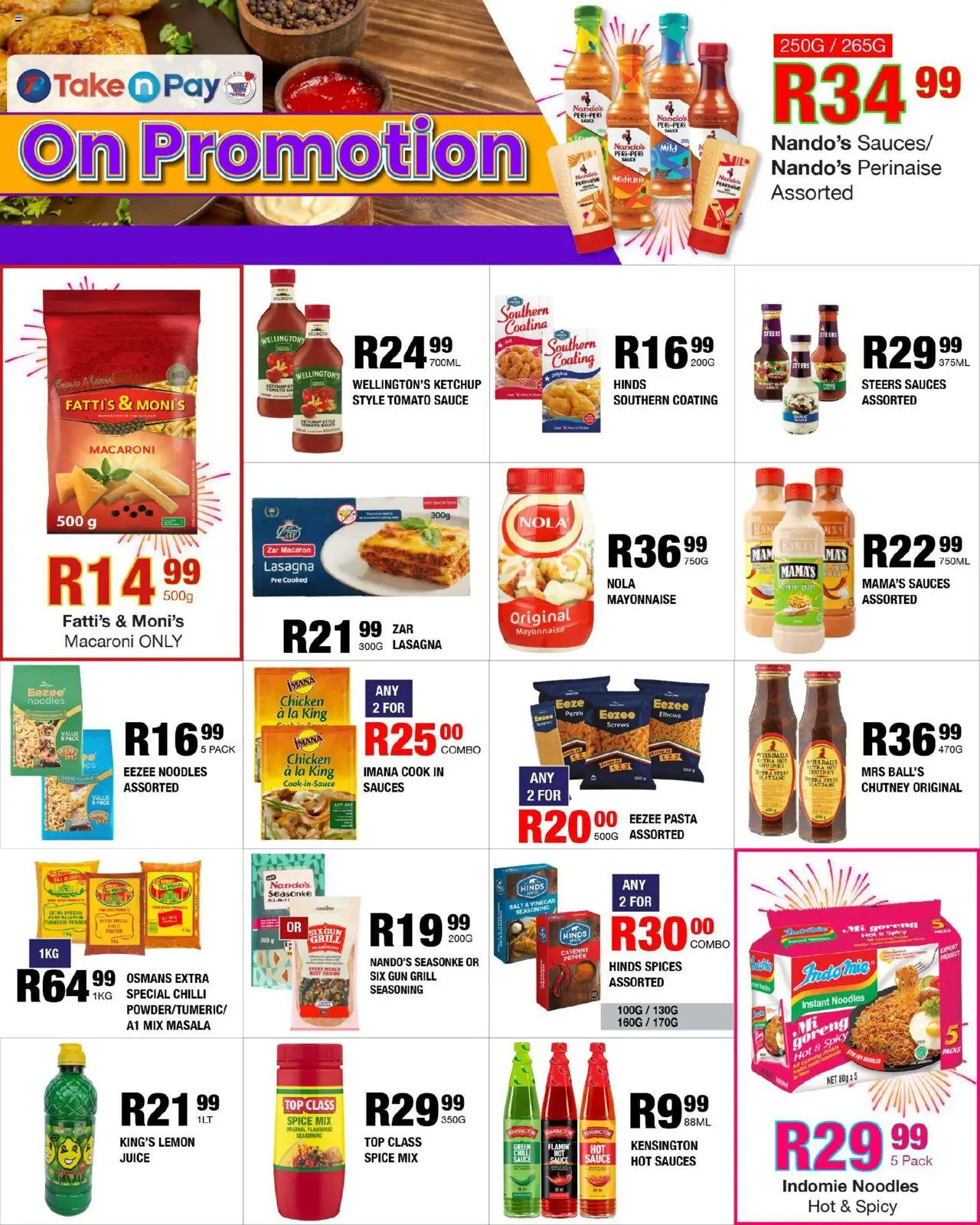 New Take n Pay catalogue – valid from 20.10.2025 | Page: 5 | Products: Sim, Chicken, Noodles, Tomato sauce