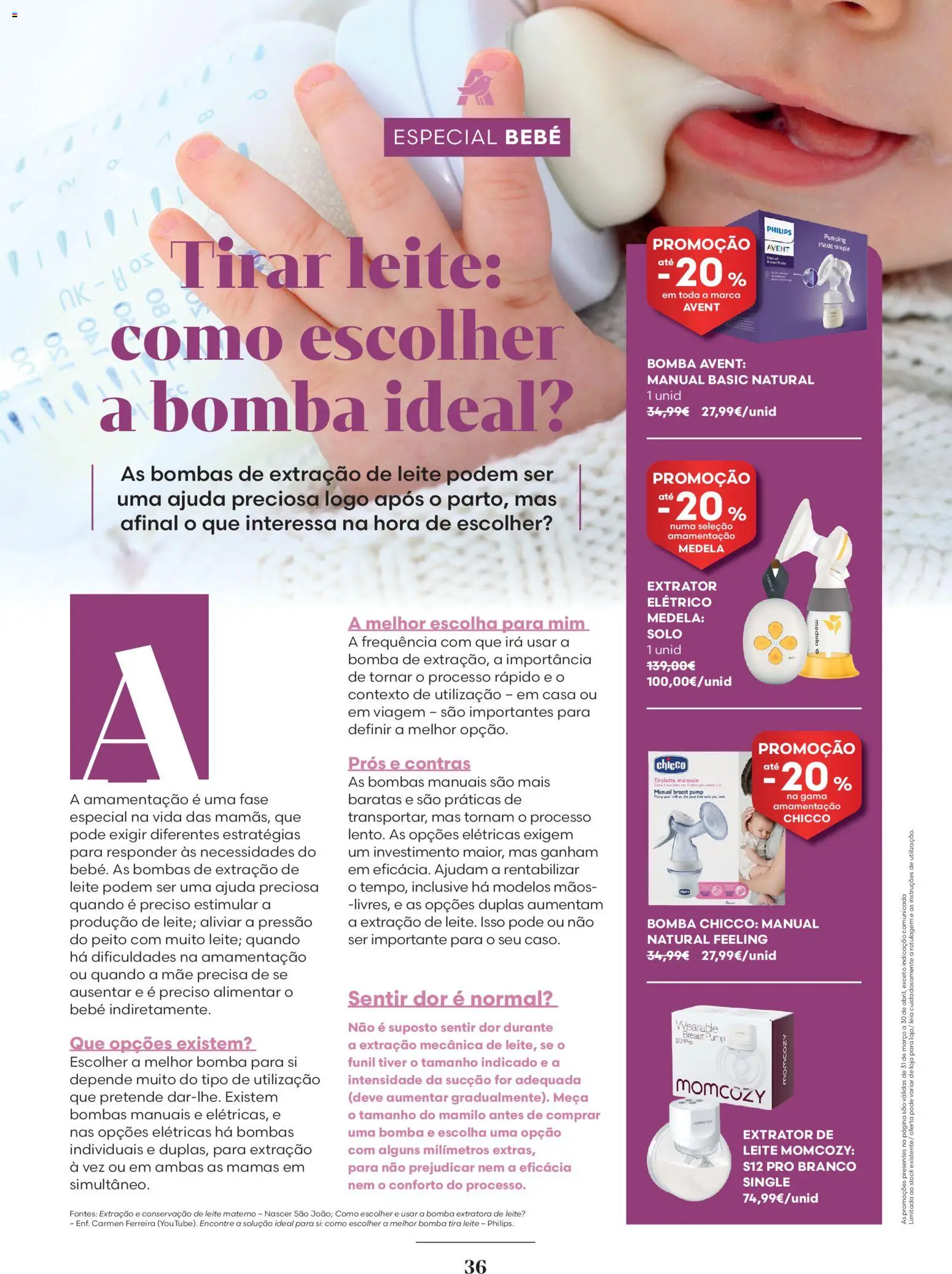 Auchan - Capilares Especial Bebé │ válido de 01.04.2026 | Página: 36 | Produtos: Bomba tira leite, Leite