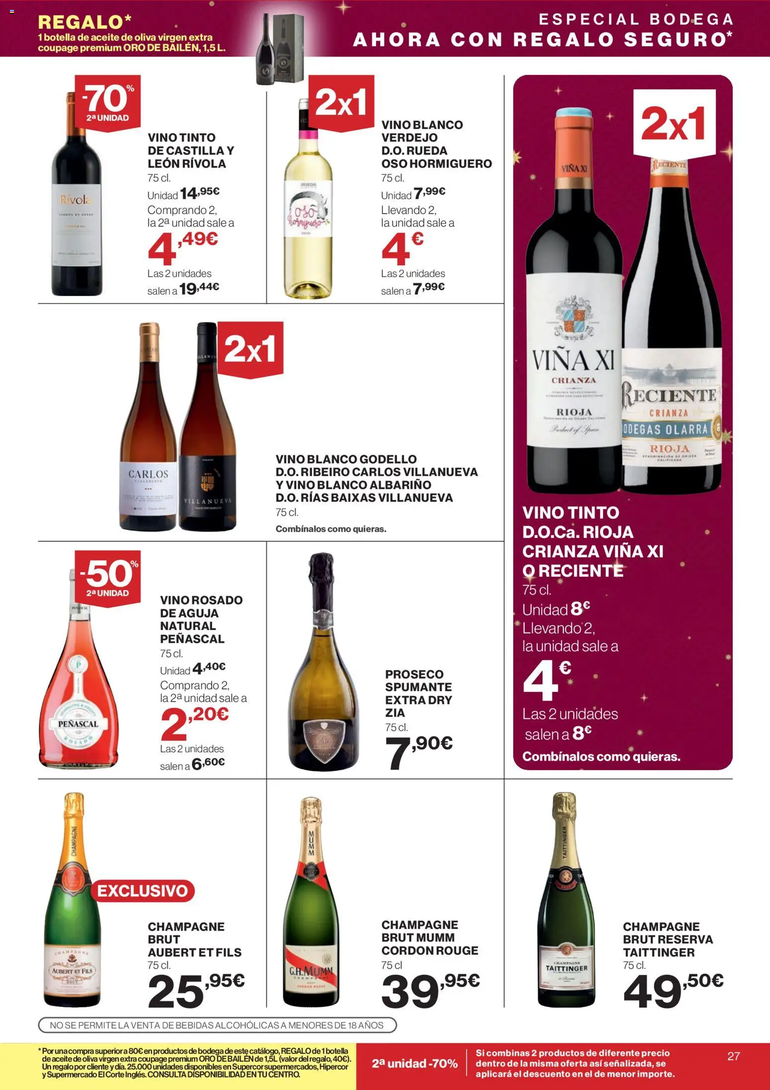 Supercor folleto │ válido desde el 18.12.2025 | Página: 27 | Productos: Vino rosado, Vino, Aceite de oliva, Aceite de oliva virgen extra