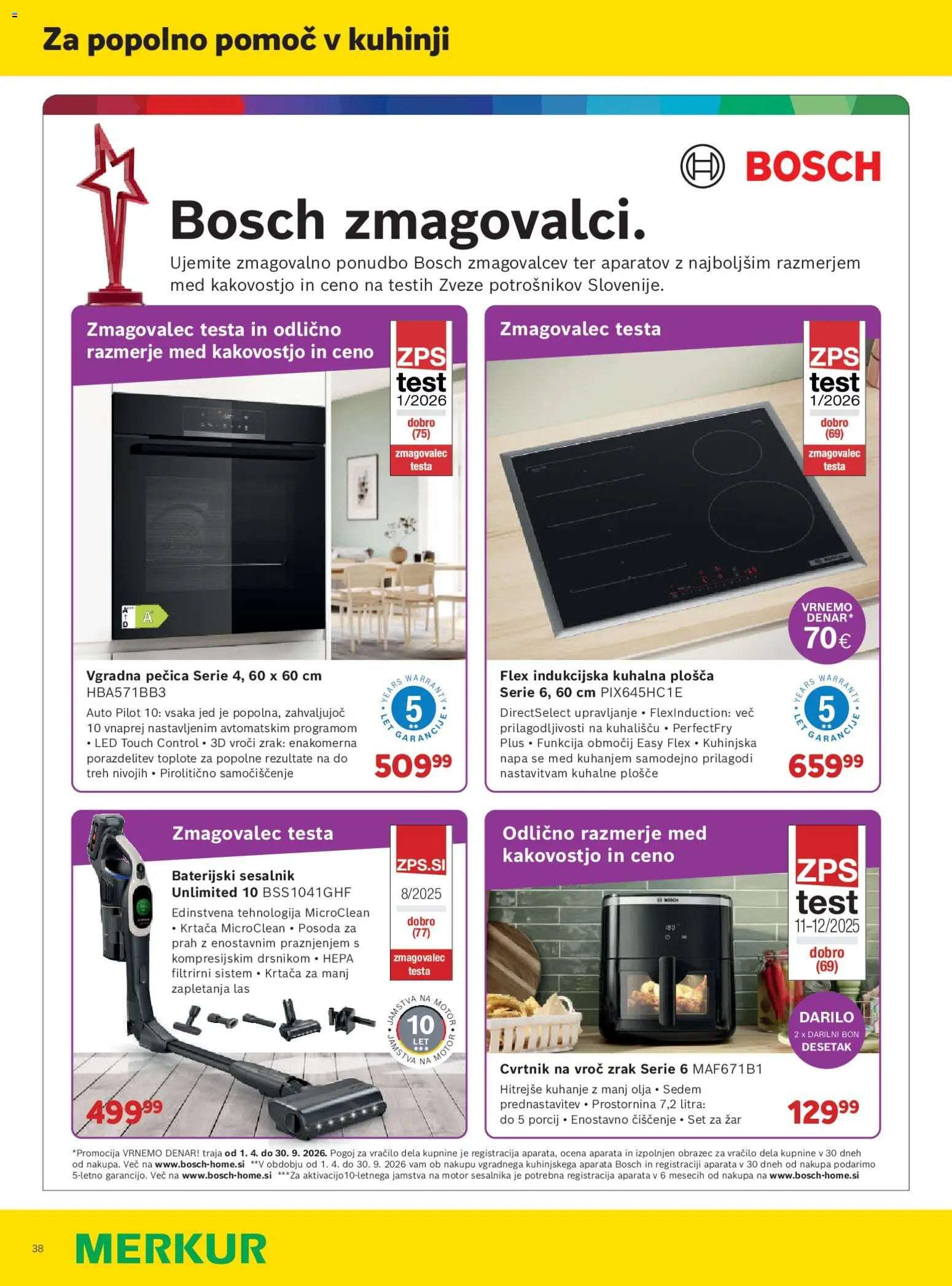Novi Merkur katalog ponudbe – veljaven od 01.04.2026 | Stran: 38 | Izdelki: Pecica, Kuhalna plosca, Krtaca, Vgradna pečica