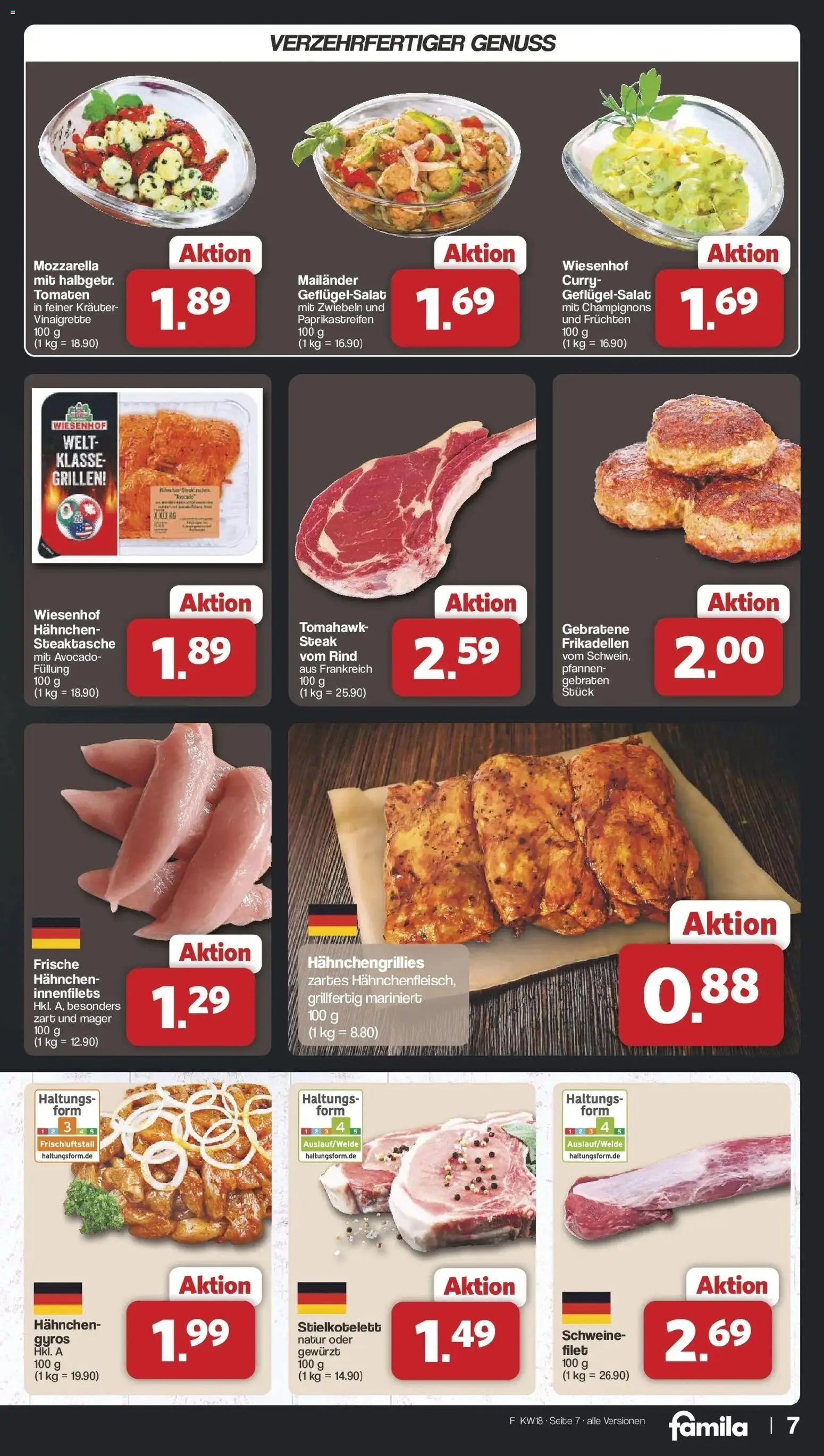 Famila Nordwest Wochenangebote – gültig ab 27.04.2026 | Seite: 7 | Produkte: Mozzarella, Gyros, Avocado, Steak
