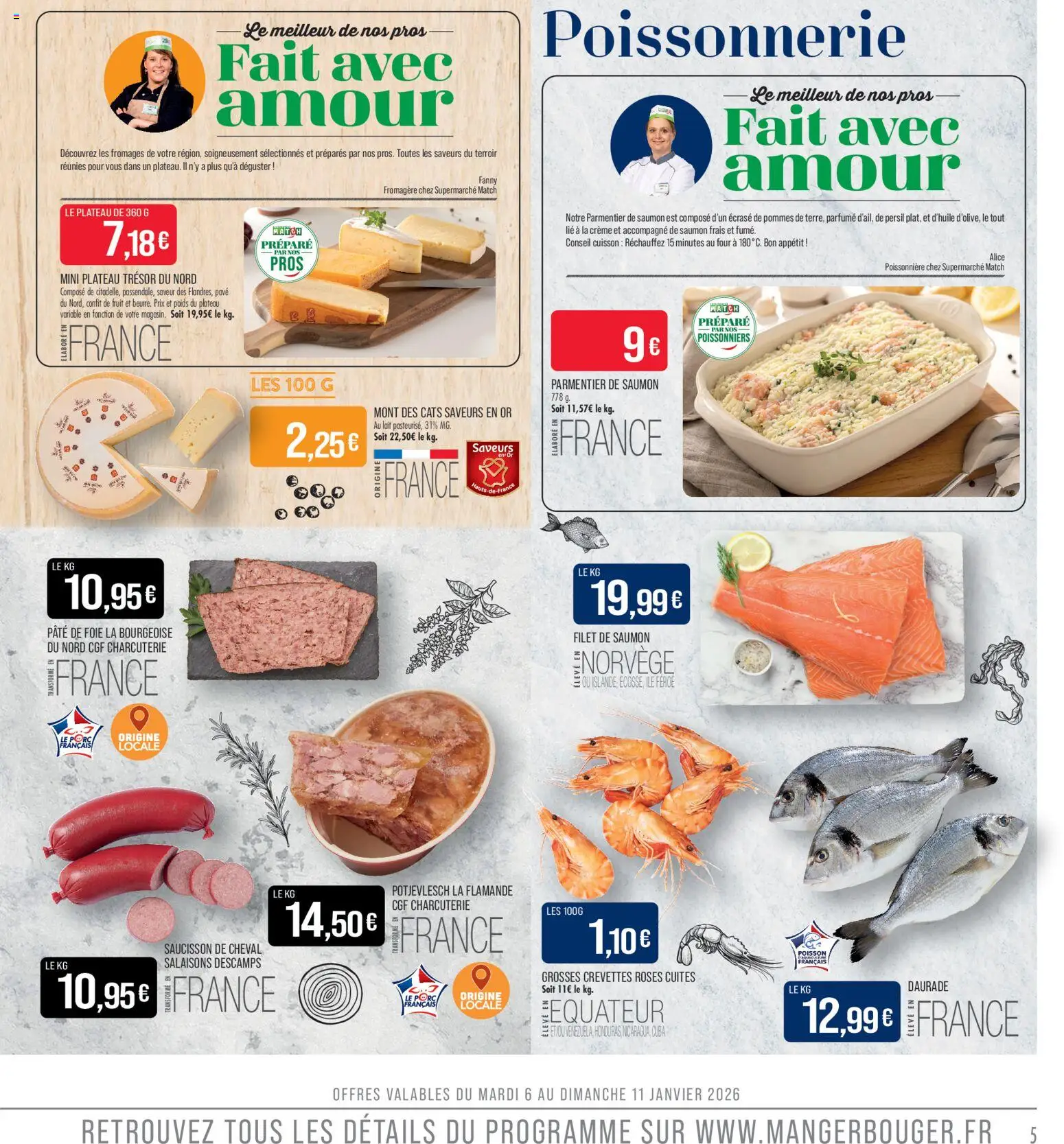 {H1} | Page: 5 | Produits: Saucisson, Plateau, Saumon frais, Crème