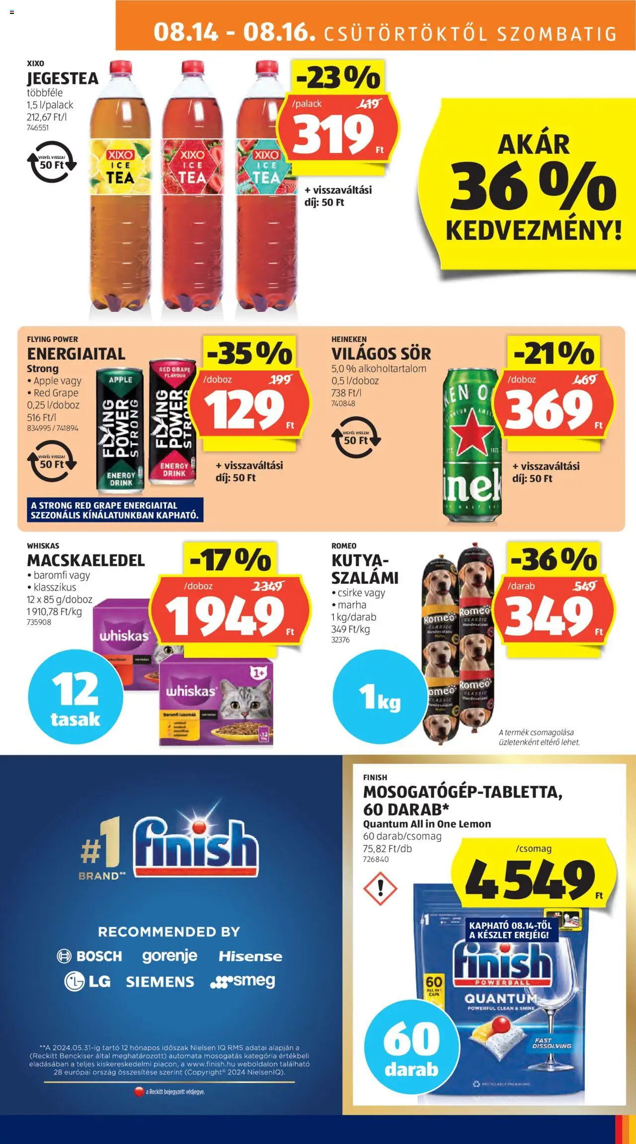 Aldi akciós ujság - amely érvényes a következő dátumtól: 14.08.2025 | Oldal: 15 | Termékek: Macskaeledel, Heineken, Sör, Tea