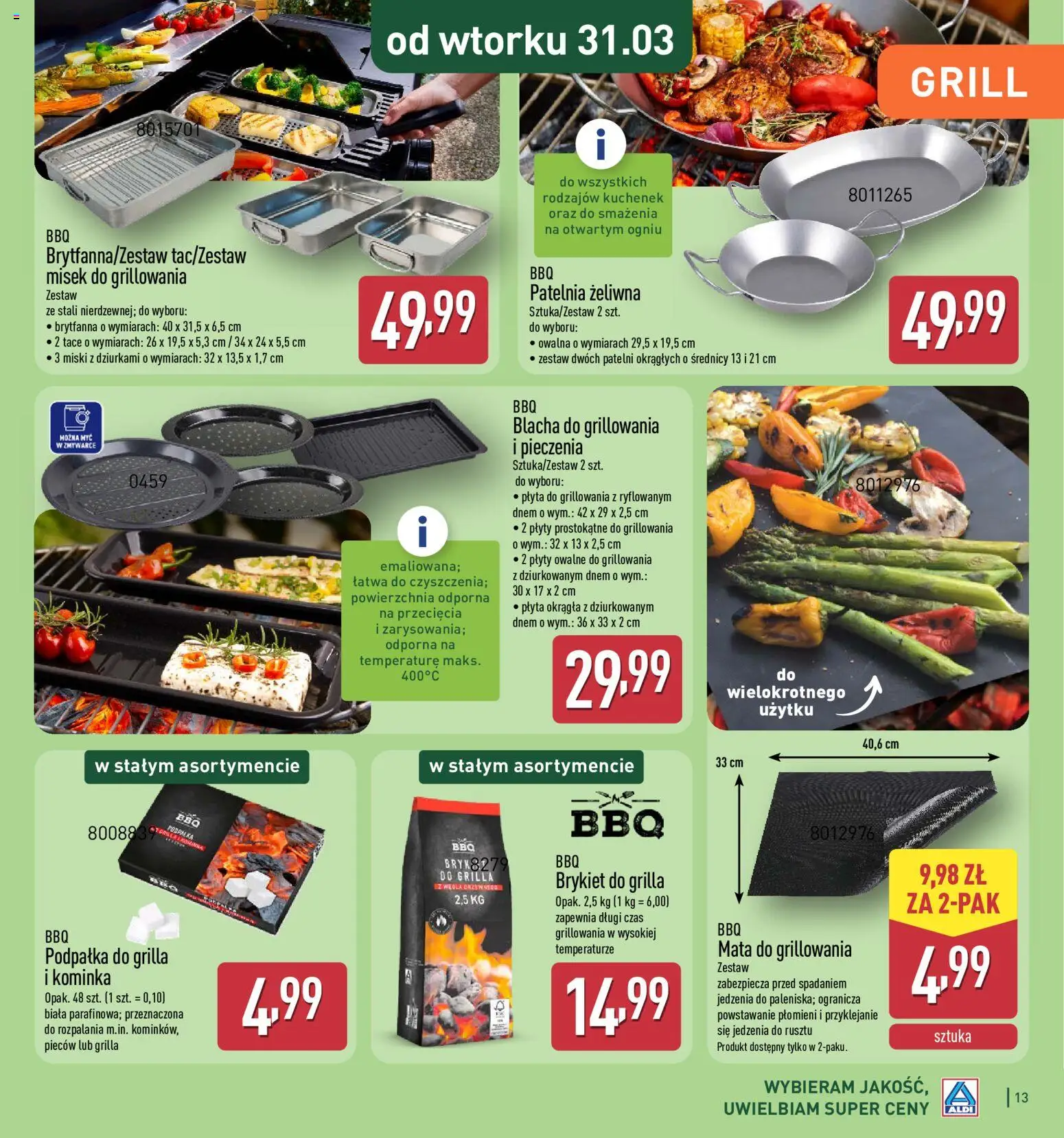 Aldi Gazetka - Katalog ogrodowy od 25.02.2026 | Strona: 13 | Produkty: Grill, Plyty, Patelnia