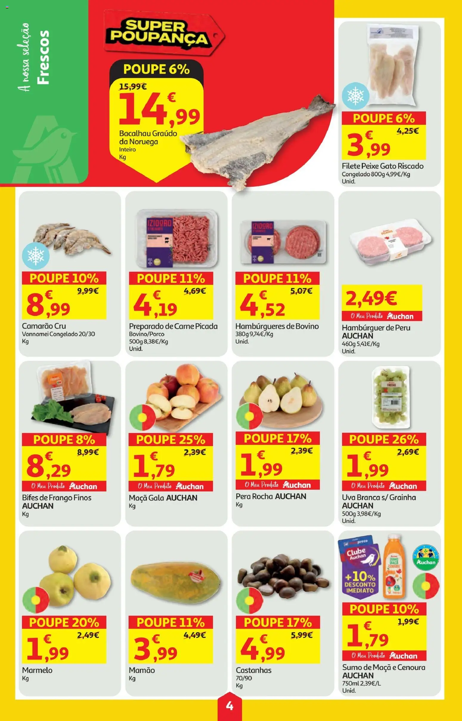 Minipreço folheto │ válido de 23.10.2025 | Página: 4 | Produtos: Bacalhau, Frango, Peru, Castanhas