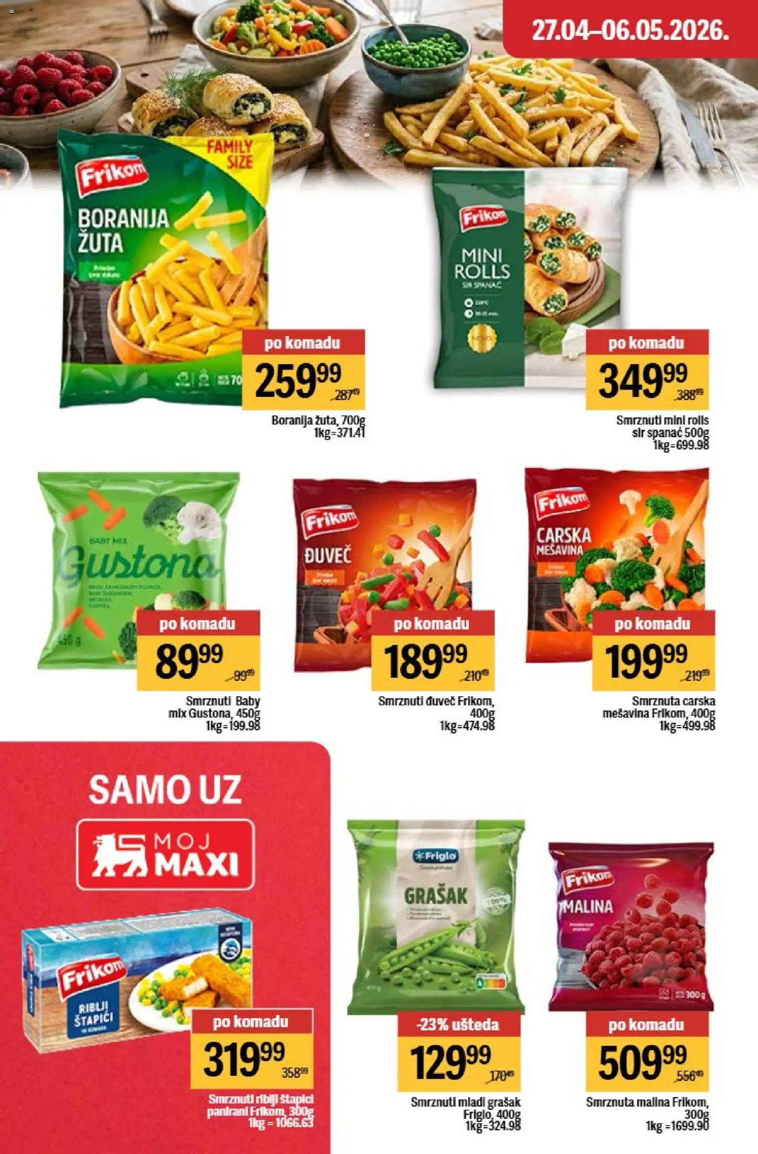 Maxi katalog - važi od 27.04.2026 | Strana: 24 | Proizvode: Spanać, Boranija, Grašak, Malina