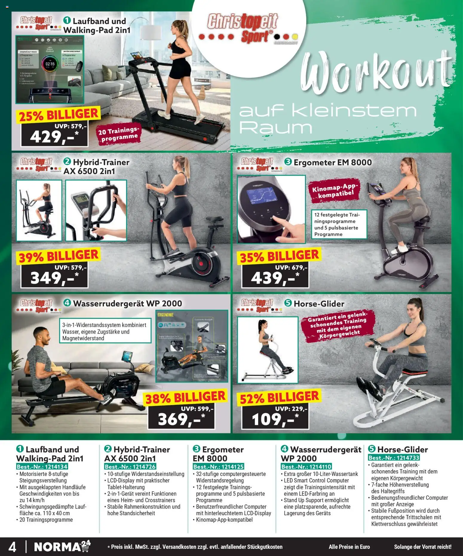 Norma Bestellmagazin November 2025 – gültig ab 01.11.2025 | Seite: 4 | Produkte: Laufband, Ergometer, Computer