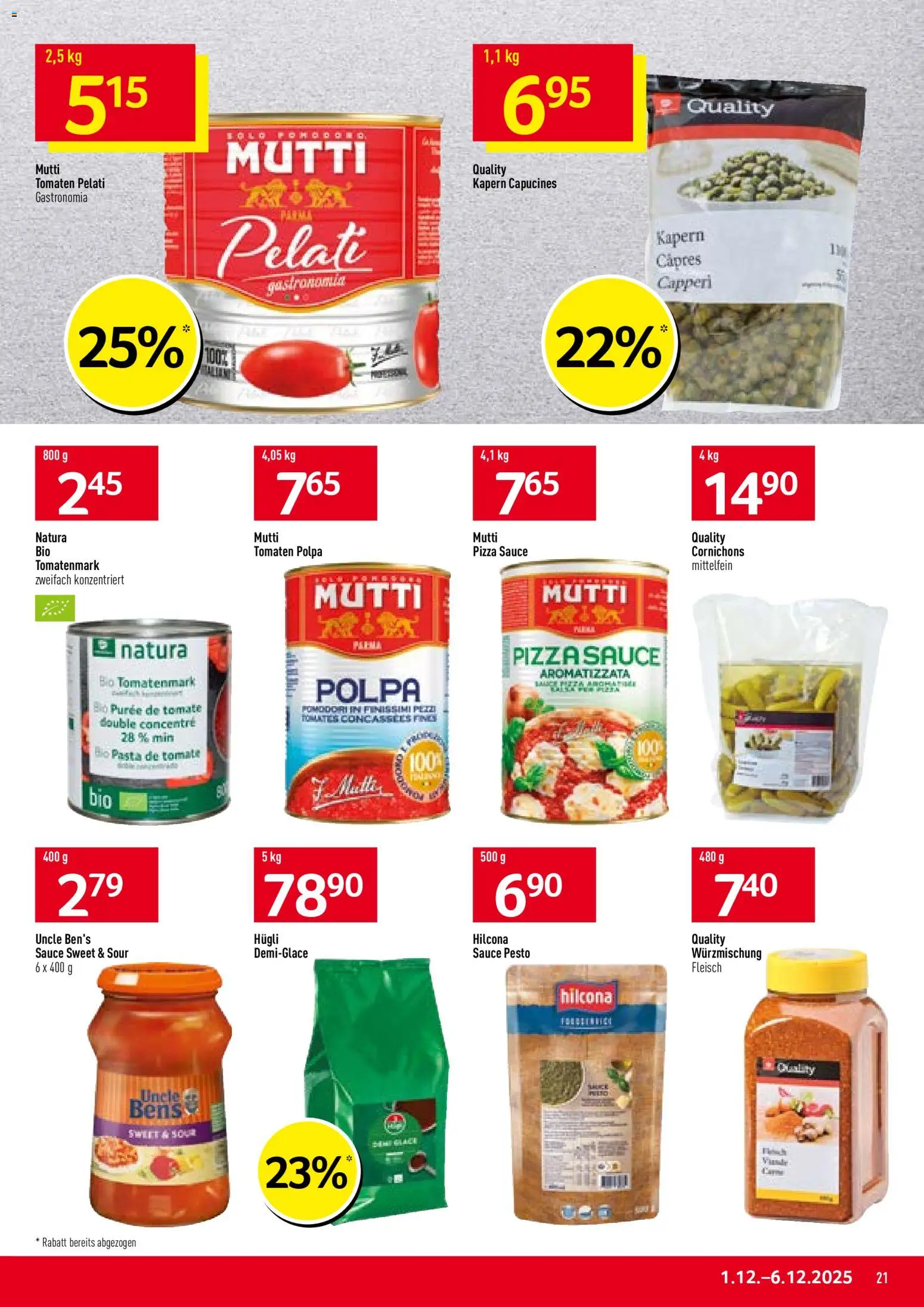 Prodega Aktionen – gültig ab 01.12.2025 | Seite: 21 | Produkte: Pizza, Tomaten, Pasta