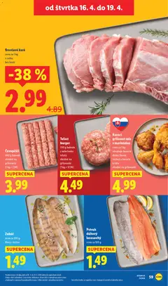 Lidl leták platný od 13.04.2026 | Strana: 57 | Produkty: Pstruh, Kuracie krídla, Bravčové karé