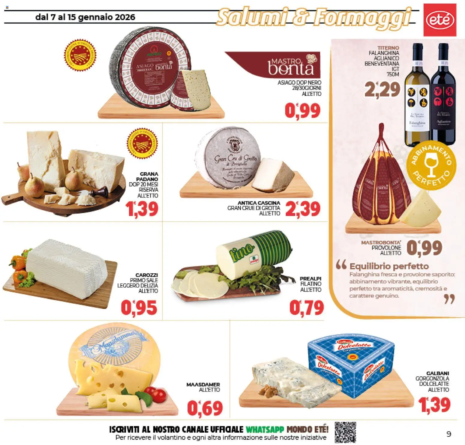 Volantino Eté del 07.01.2026 | Pagina: 9 | Prodotti: Provolone, Sale, The, Gorgonzola