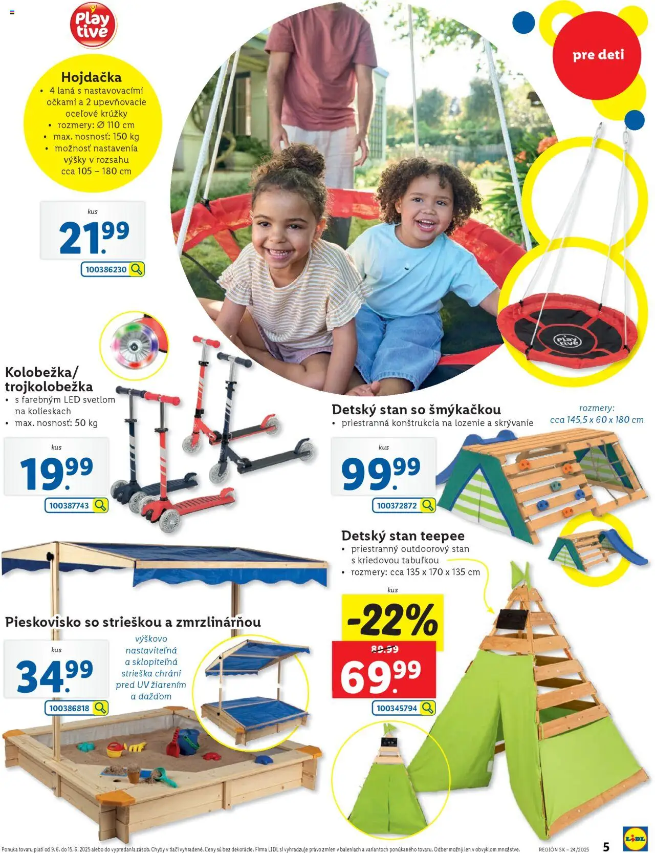 Lidl online magazín │ platný od 09.06.2025 | Strana: 5 | Produkty: Hojdačka, Led, Stan