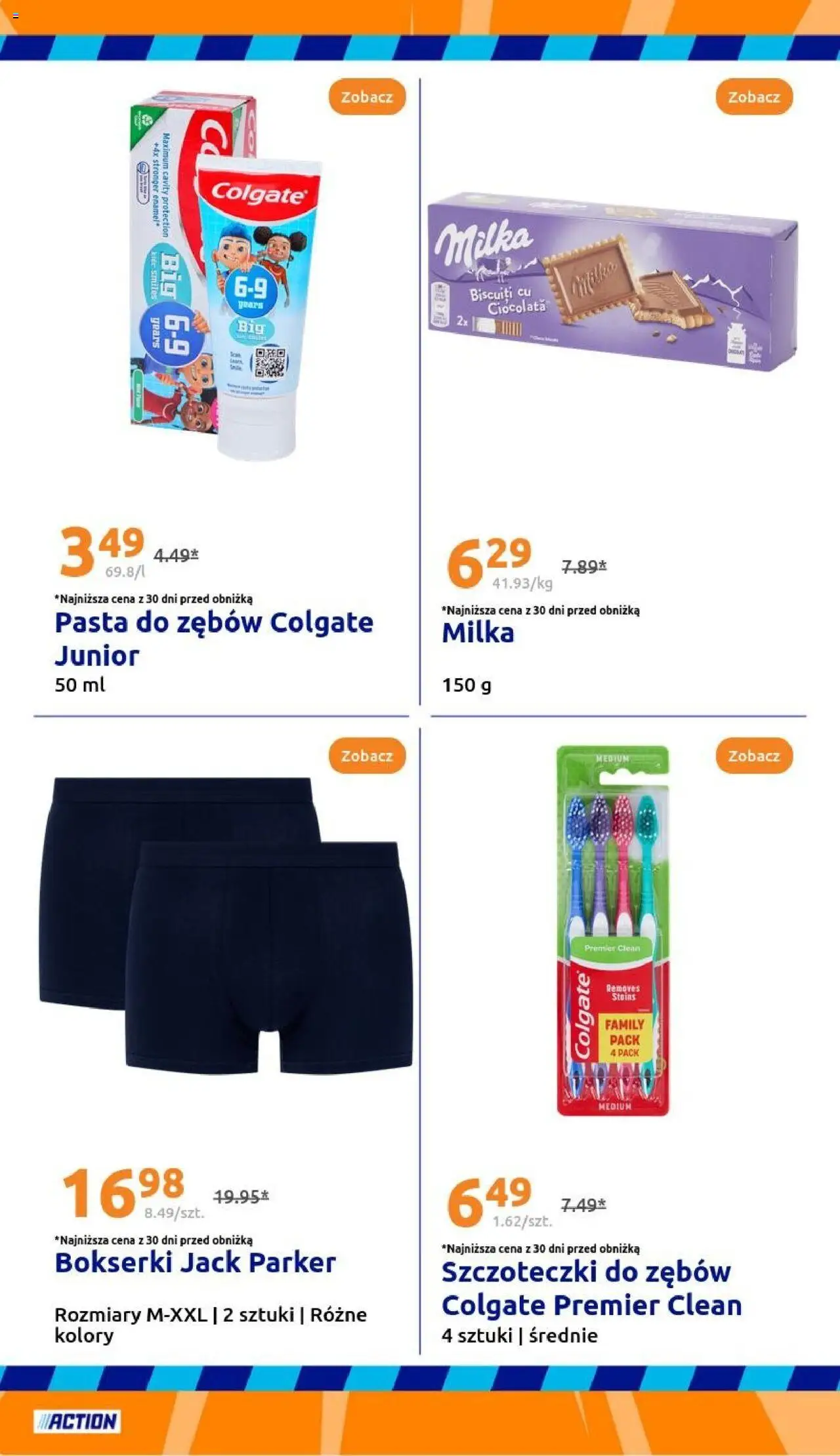Action Gazetka od 04.06.2025 | Strona: 24 | Produkty: Bokserki, Milka, Pasta do zębów