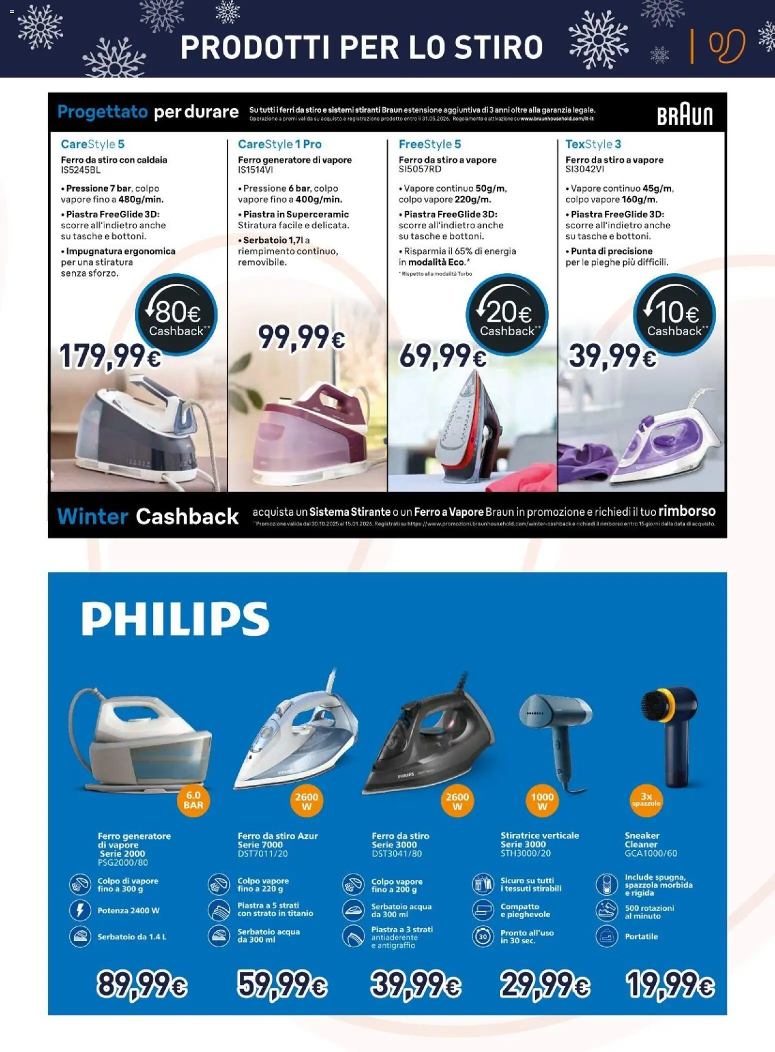 Volantino Unieuro del 06.12.2025 | Pagina: 33 | Prodotti: Spazzola, Acqua, Generatore, Ferro da stiro