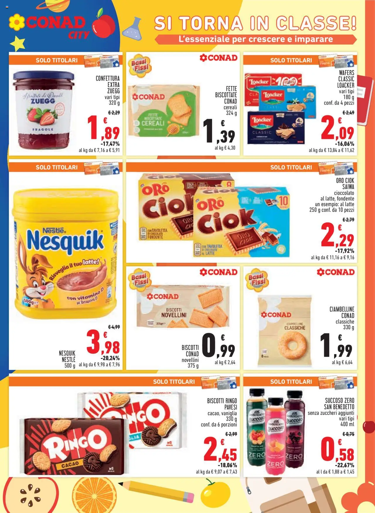 Volantino Conad del 11.09.2025 | Pagina: 17 | Prodotti: Cioccolato, Frutta, Latte, Fette biscottate