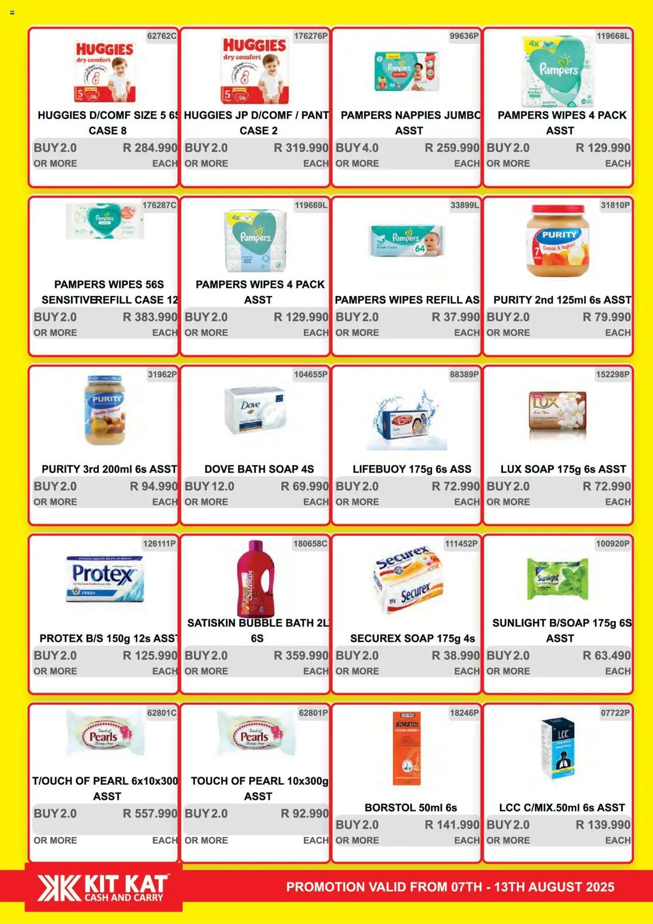 KIT KAT Cash & Carry Weekly Traders Special │ valid from 07.08.2025 | Page: 25 | Products: Custard, Yoghurt, Bath, Nappies