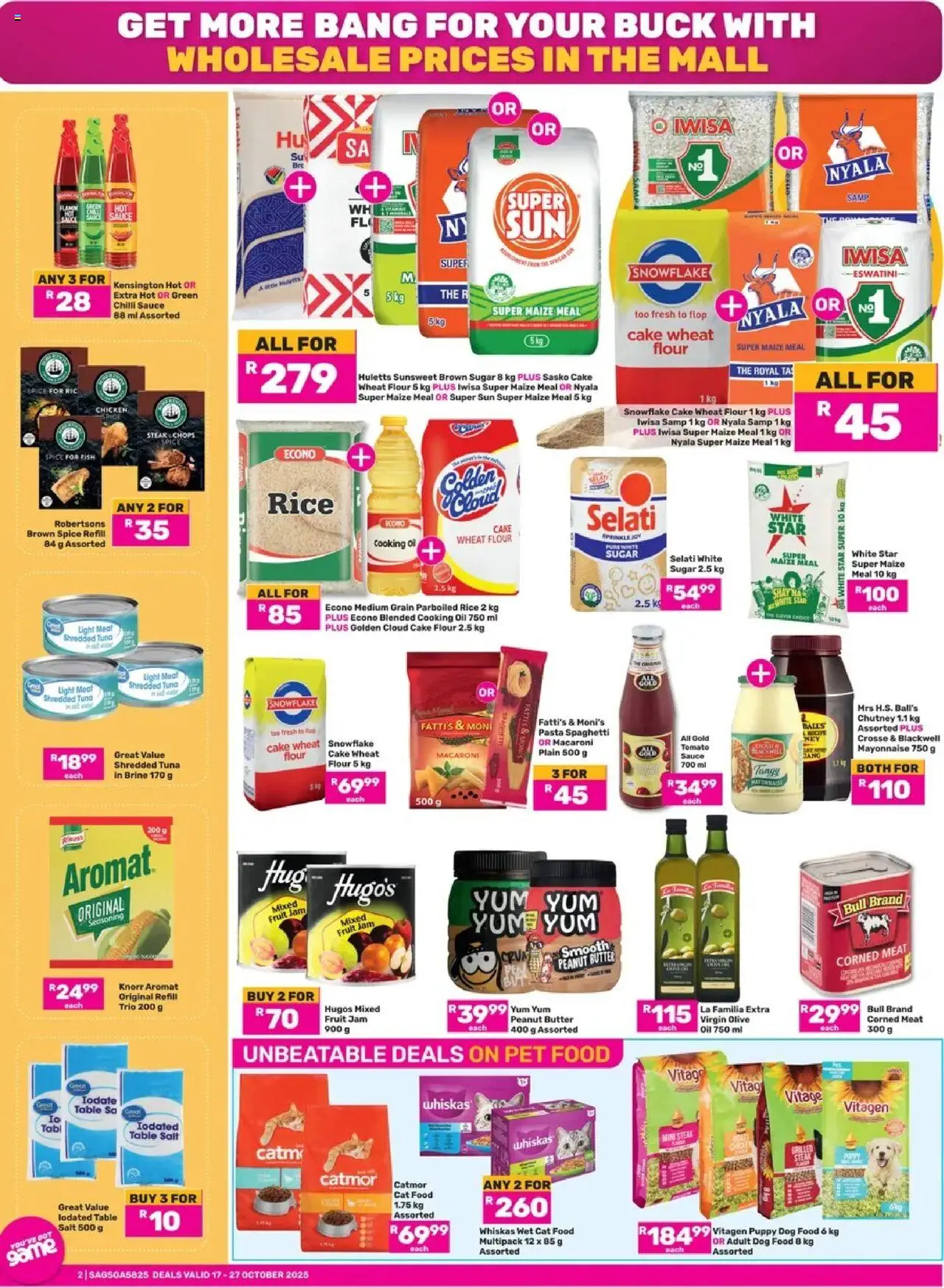 New Game catalogue – valid from 17.10.2025 | Page: 2 | Products: Flour, Pet food, Maize meal, Chilli