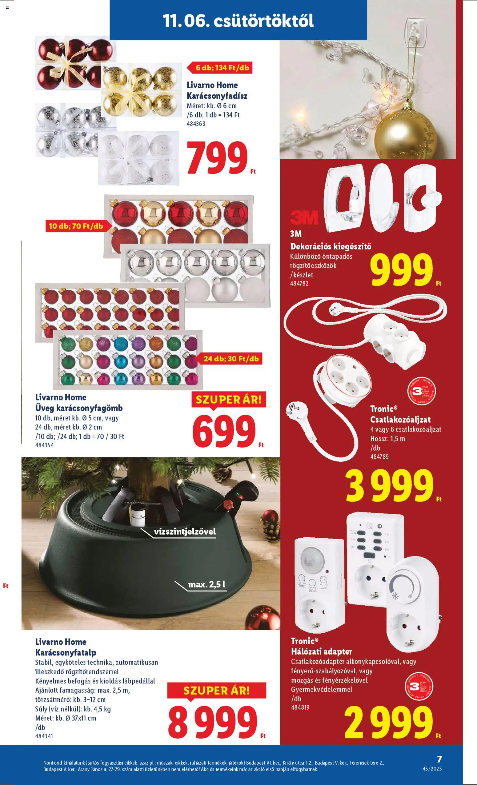 Lidl akciós ujság - amely érvényes a következő dátumtól: 06.11.2025 | Oldal: 7 | Termékek: Adapter, Játékok, Karácsonyfadísz