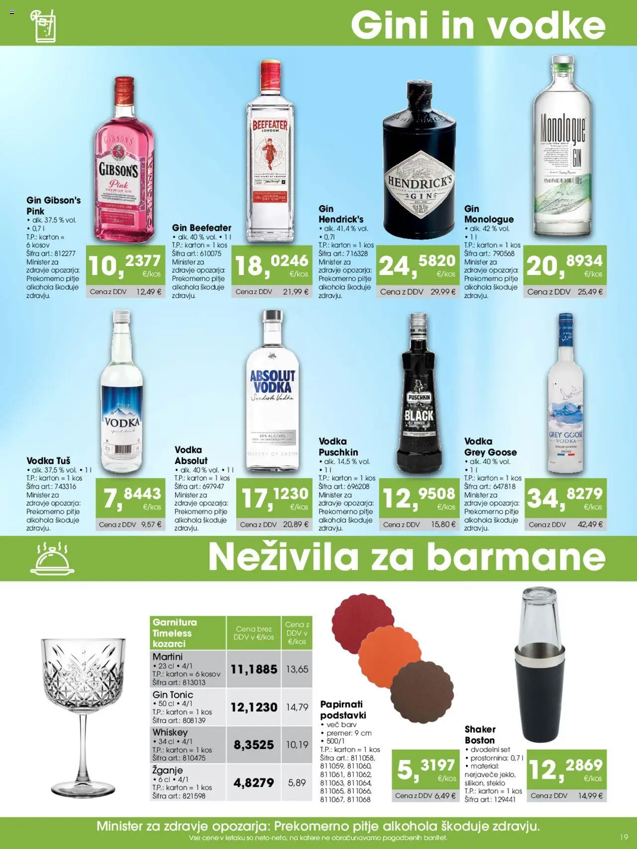 Novi Tuš katalog ponudbe – veljaven od 07.10.2025 | Stran: 19 | Izdelki: Kos, Gin, Vodka
