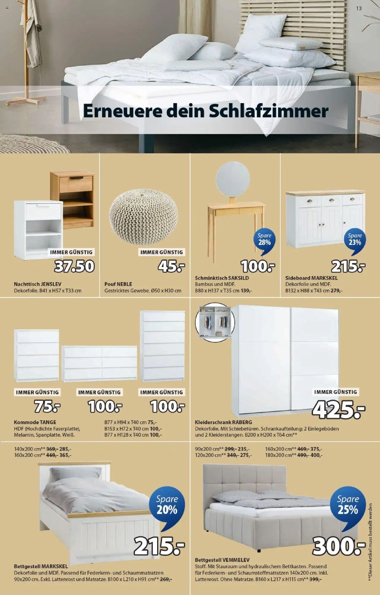 JYSK  Angebote gültig ab 15.10.2025 | Seite: 13 | Produkte: Kleiderschrank, Kommode, Nachttisch, Lattenrost