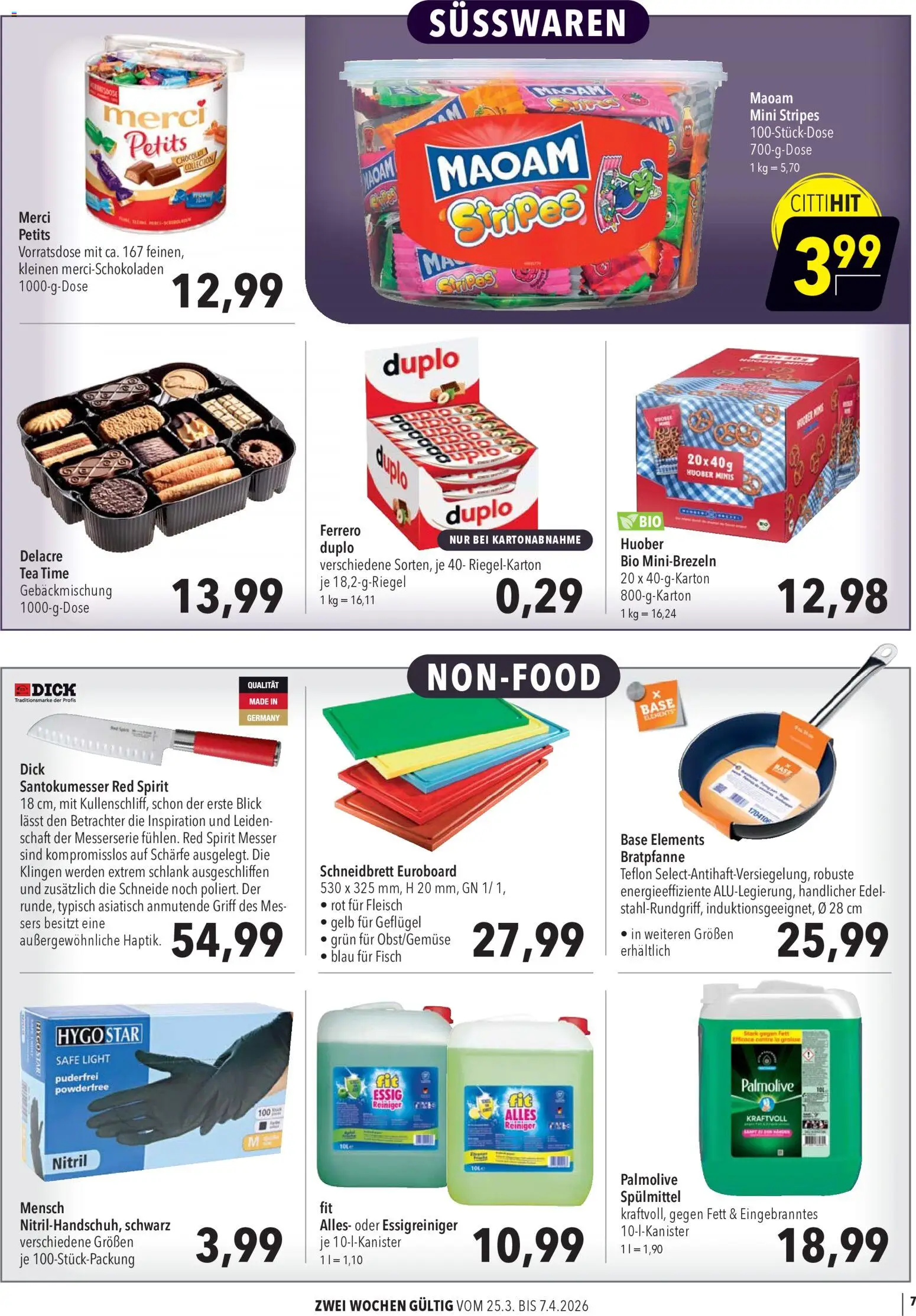 CITTI Markt Aktuelle Angebote für Profis – gültig ab 25.03.2026 | Seite: 7 | Produkte: Merci, Ferrero duplo, Essig, Fleisch