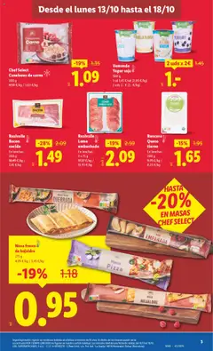 Vista previa Chef Select Canelones de carne, 300 g, 4,50 €/kg / 3,63 €/kg válido desde el 13.10.2025 | Página: 3 | Productos: Queso, Yogur, Pizza, Canelones