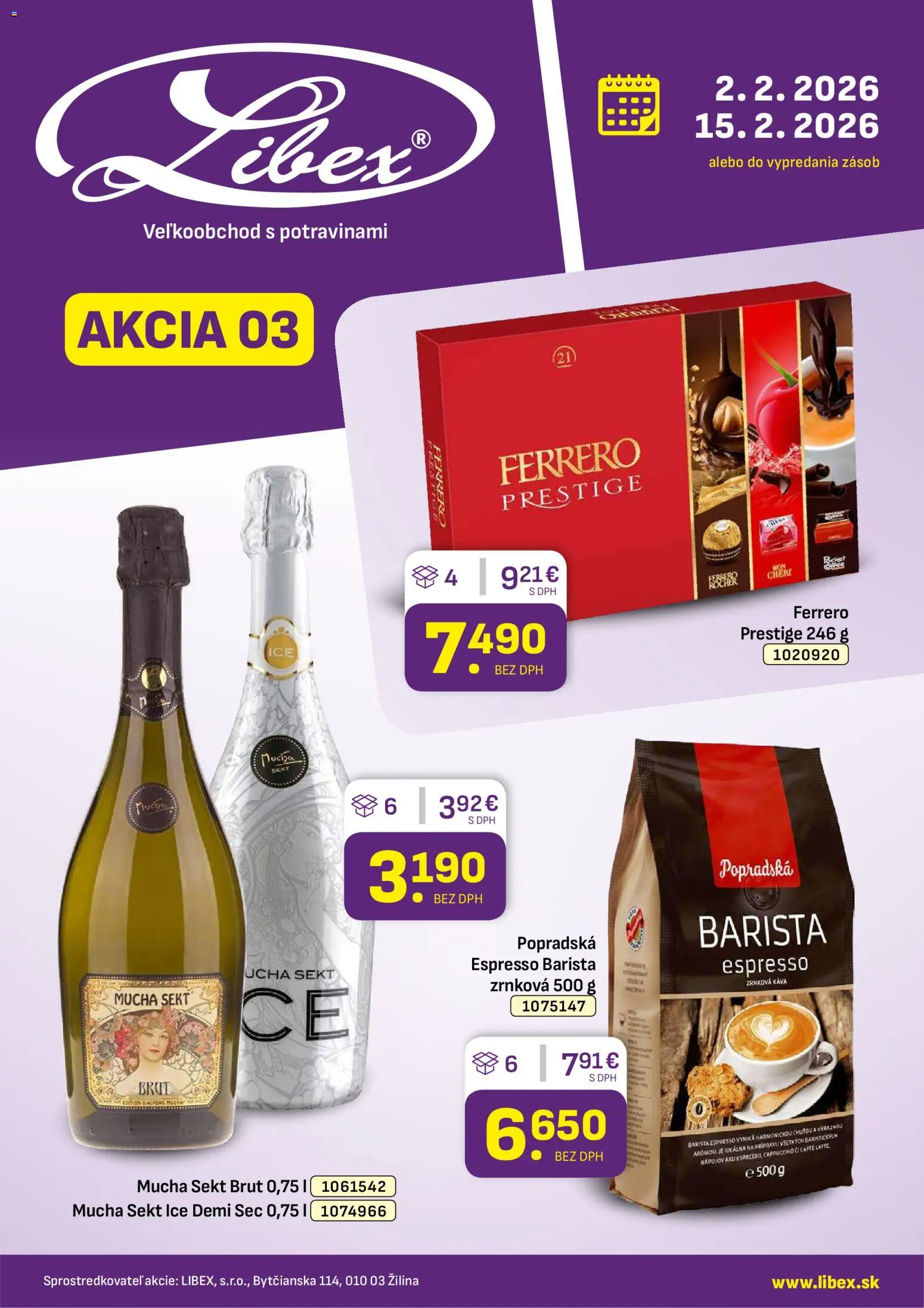 Nové Libex akcie – leták je platný od 02.02.2026 | Strana: 1 | Produkty: Káva, Barista, Zrnková káva