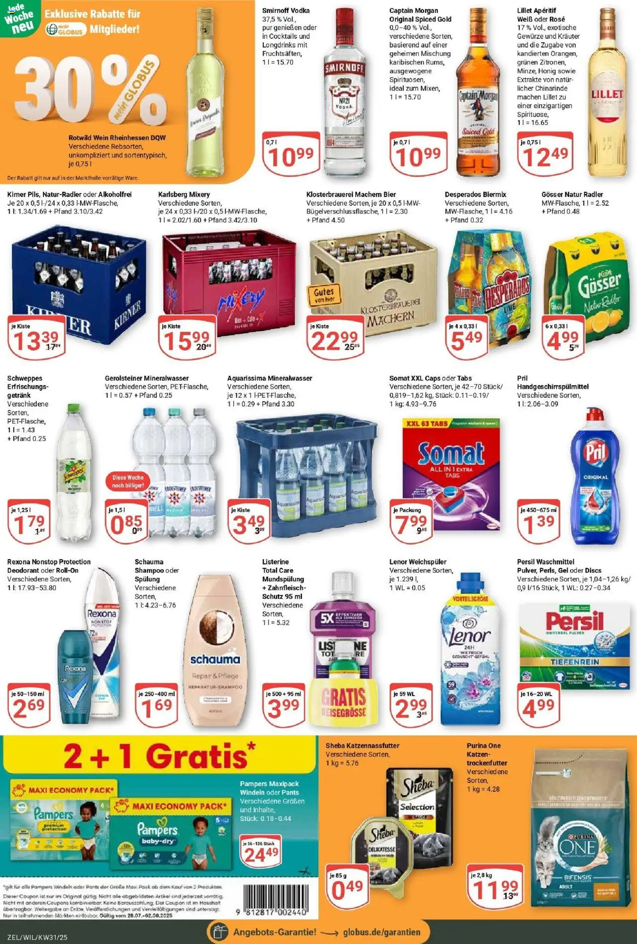 Globus prospekt Zell/mosel	 - gültig ab dem 28.07.2025 | Seite: 3 | Produkte: Purina one, Mineralwasser, Lillet, Gewürze